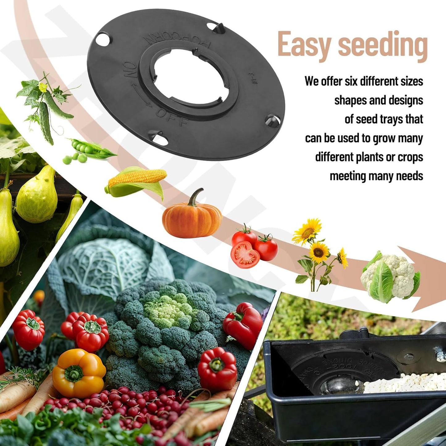 12 Set Standard 60010 60009 Optional Seed Plate set for Earth Way 1001-B Garden Seeder, Contains Light Carrot Lima Bean Popcorn Cucumber Popcorn Seed Plate, Broccoli & Blank Customizable Seed Plate