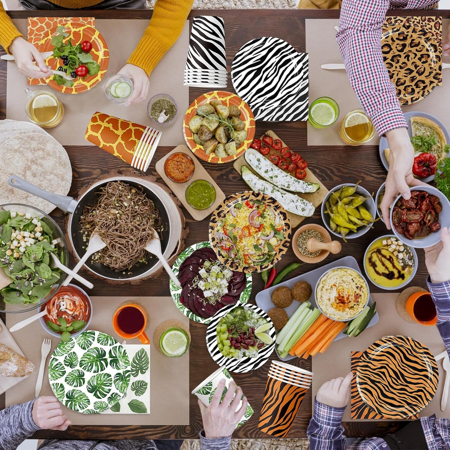 150 Pcs Jungle Animals Party Supplies - Plates, Napkins, Cups for Safari Party Favors (Serve 50)