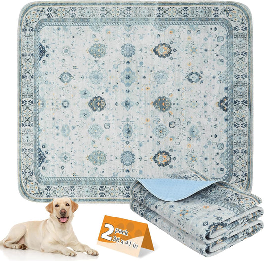 KOOLTAIL Washable Pee Pads for Dogs,2 Pack Super Absorbent Reusable Puppy Training Pads Waterproof, Nonslip and Leak-Proof Dog Pee Pads, Large Pet Mats Whelping Pads for Floor, Crate, Couch 36*41"