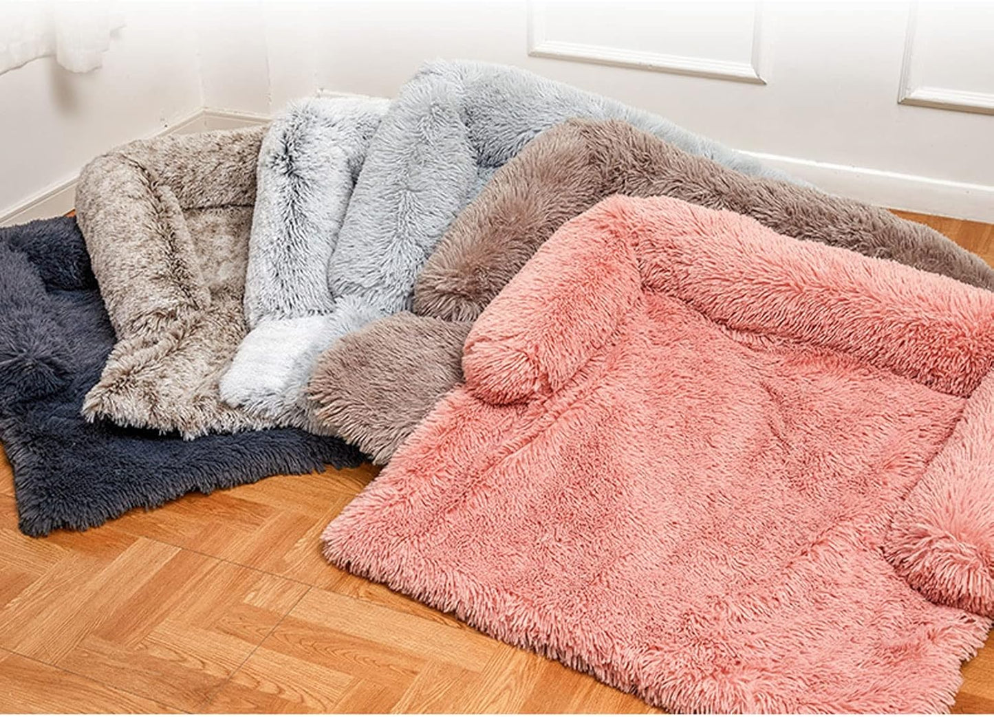 Dog Beds for Car Trunk Couch Bed Floor Soft and Comfortable Semi-Surrounding Plush Dog Bed for Small Medium Large Extra Large Dogs or Cats Removable Washable (Color : Pink, Size : Small)
