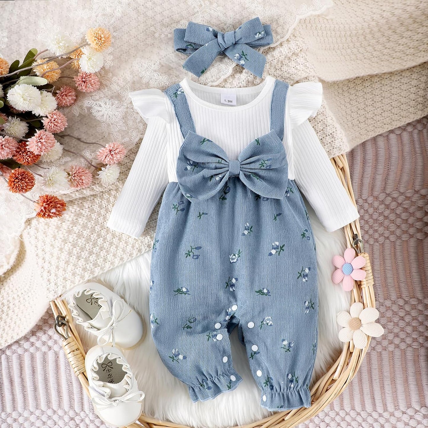 YINGISFITM Newborn Baby Girl Clothes Long Sleeve Romper One Piece Jumpsuit Fall Winter Infant Outfits 0 3 6 9 12 18 Months