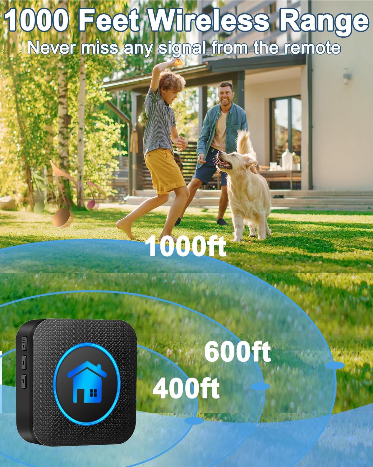 Dog Door Bell (2026 Enhanced Touch), Wireless Dog Doorbells for Potty Training – Dog Bells to Go Outside, 1000Feet Range, Waterproof Button, 55 Melodies & 5 Notification Modes(2 Buttons)