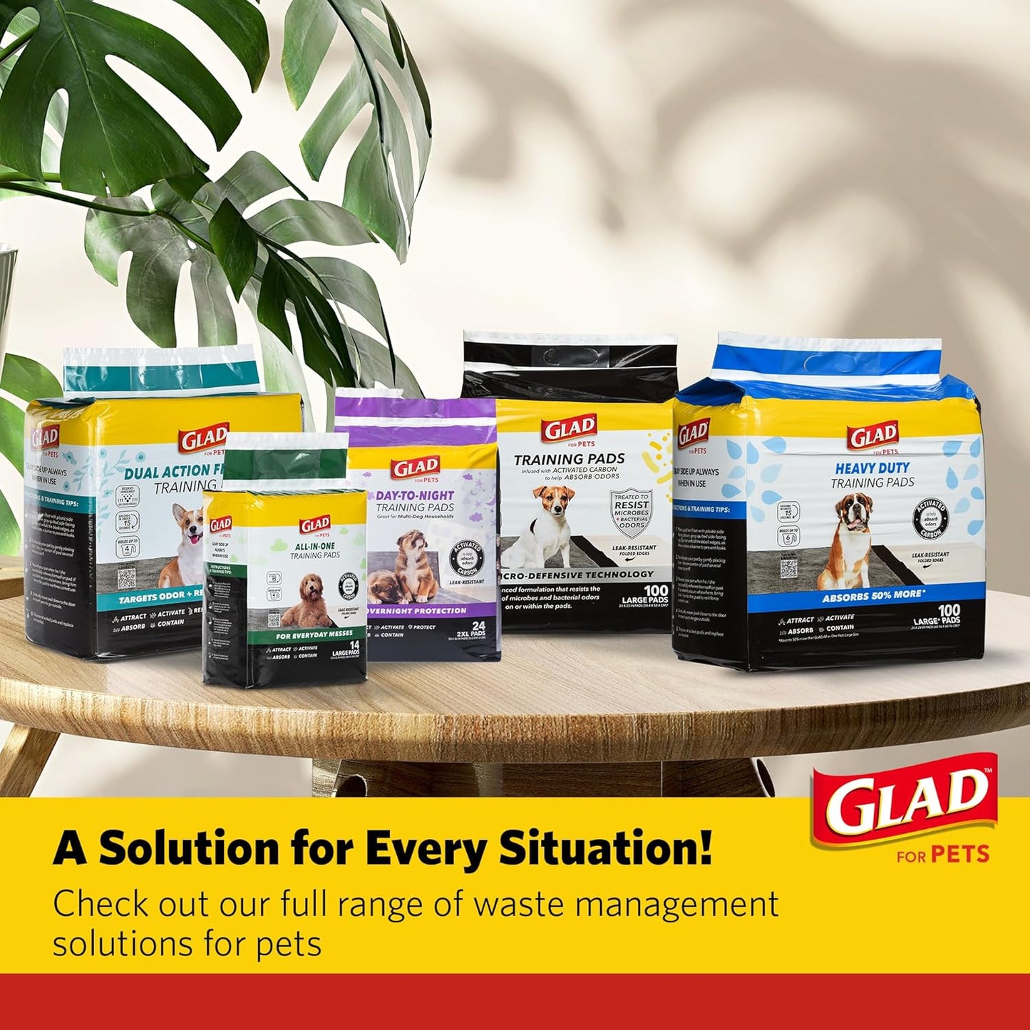 Glad for Pets Dual Action Freshness Activated Carbon Puppy Training Pads with Fragrance Release, Scented Pee Pads, Ultra Absorbent, Odor Control. 23"x23" 30ct