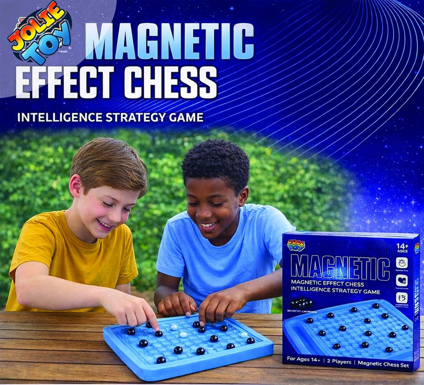 JOLIETOY Magnetic Effect Chess Set – Portable Folding Board Game with Strong Magnetic Pieces for Kids & Adults, Travel Friendly Educational Strategy Game