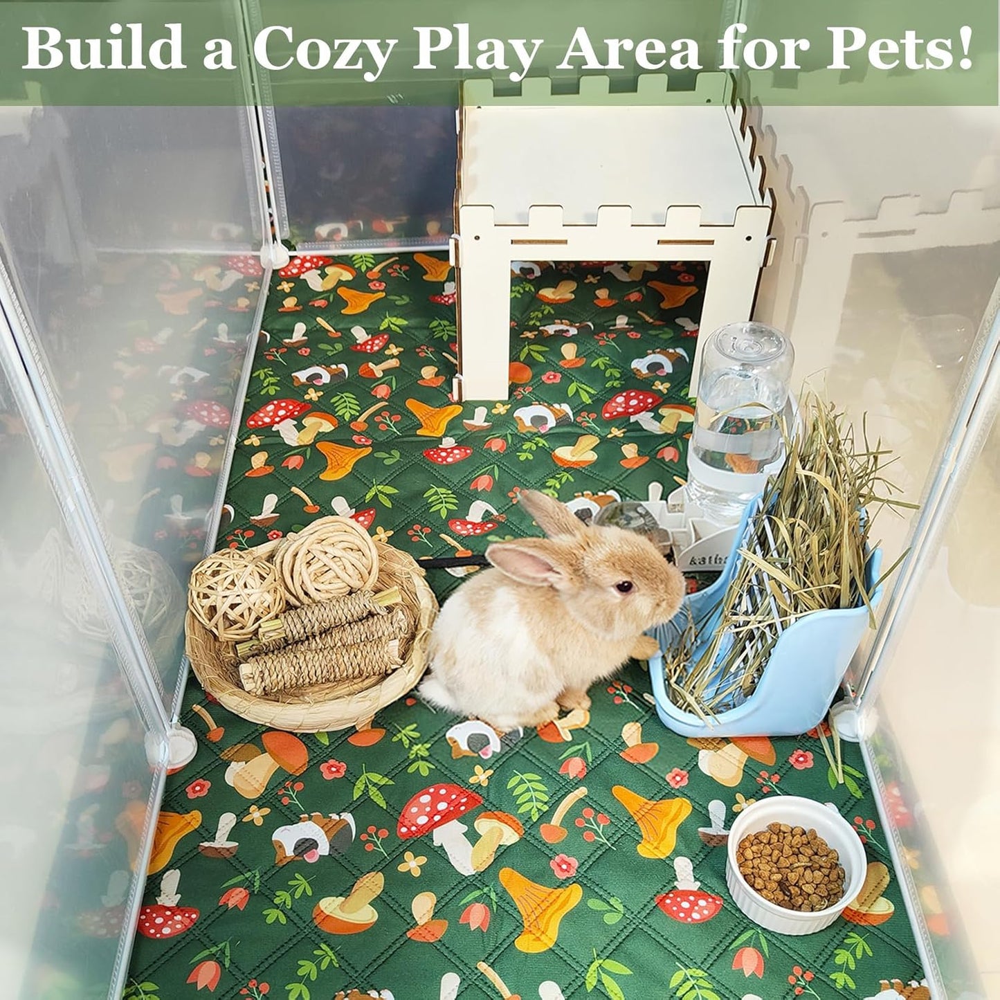 Guinea Pig Cage Liners 47 x 24 Washable Cage Pads Rabbit Bedding Reusable Absorbent Pee Pads for Small Animals Bunny Ferret Chinchilla Hamster