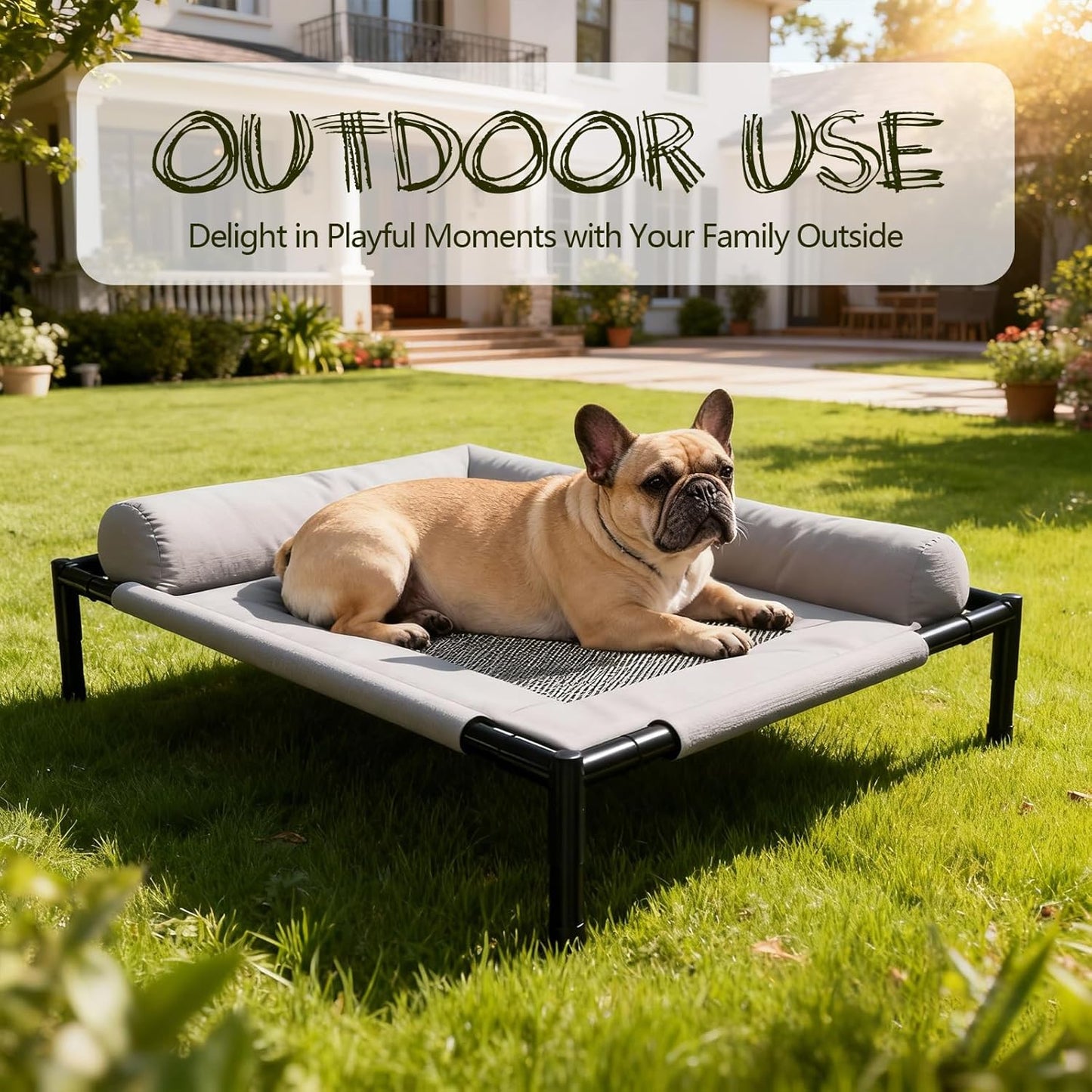 Raised Dog Beds for Small Dogs,Breathable Mesh Dog Sofa,Pet Travel Cot with Soft Edged Pillow,Features Non Slip Base, Suitable for Dogs Hammock Bed Small for Indoor & Outdoor