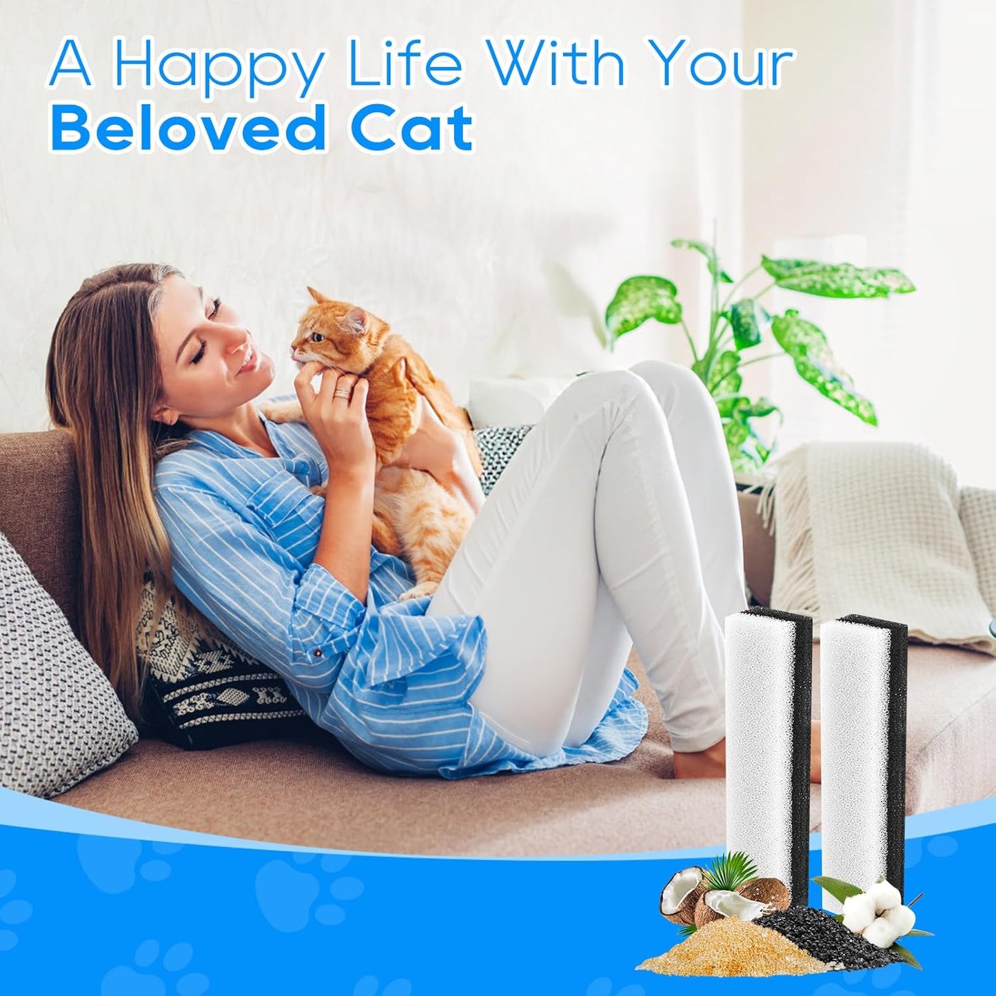 Cat Dog Water Fountain Filter, Pet Fountain Filters for WF020 Water Fountain, Keep Water Fresh and Clean (12 Pack)