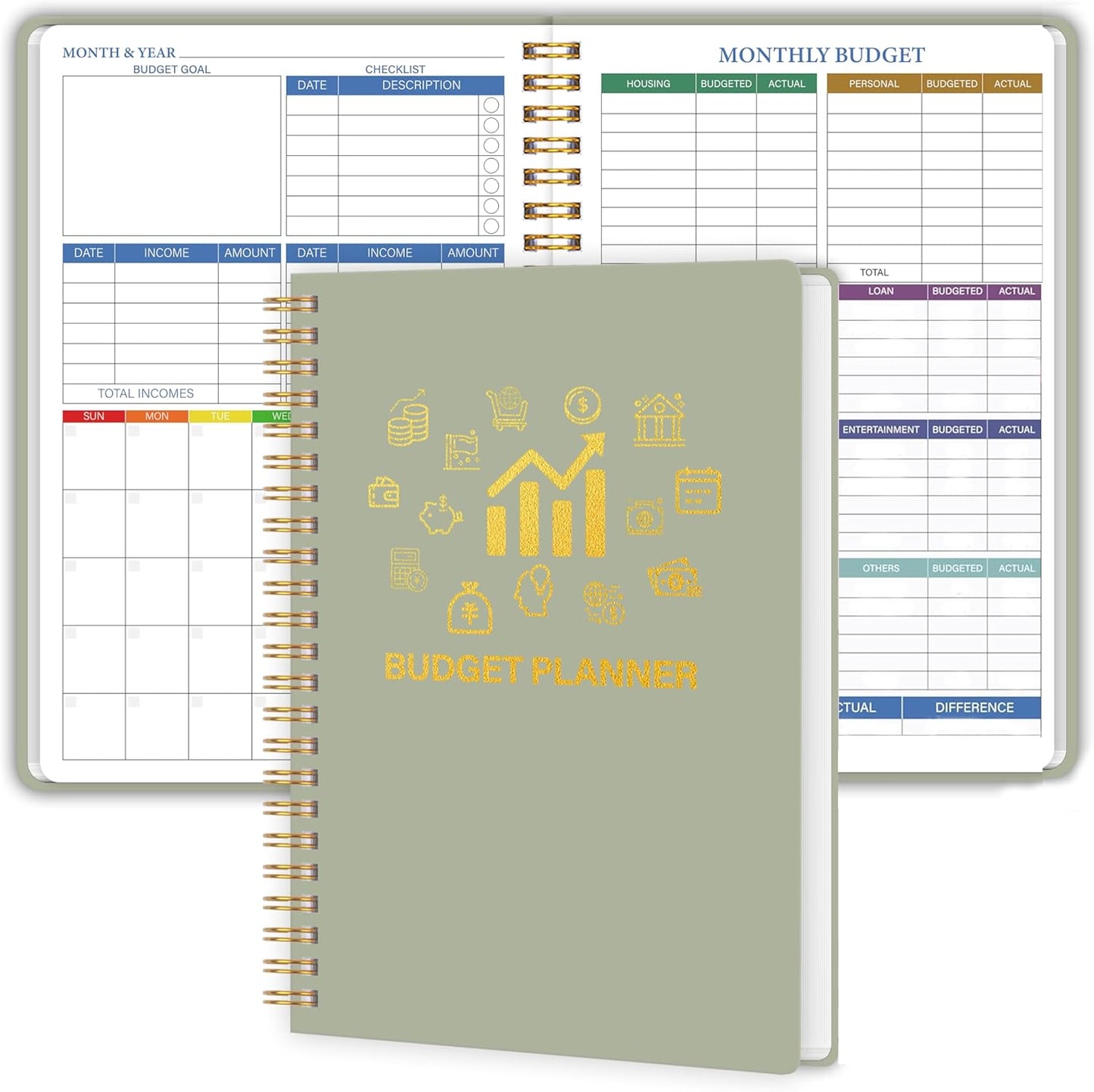 Budget Planner - Monthly Financial Planner Organizer with Expense Budget Book/Expense Tracker Notebook/Accounting Book to Manage Your Money Effectively, Start Anytime, A5(5.8" * 8.2") Green