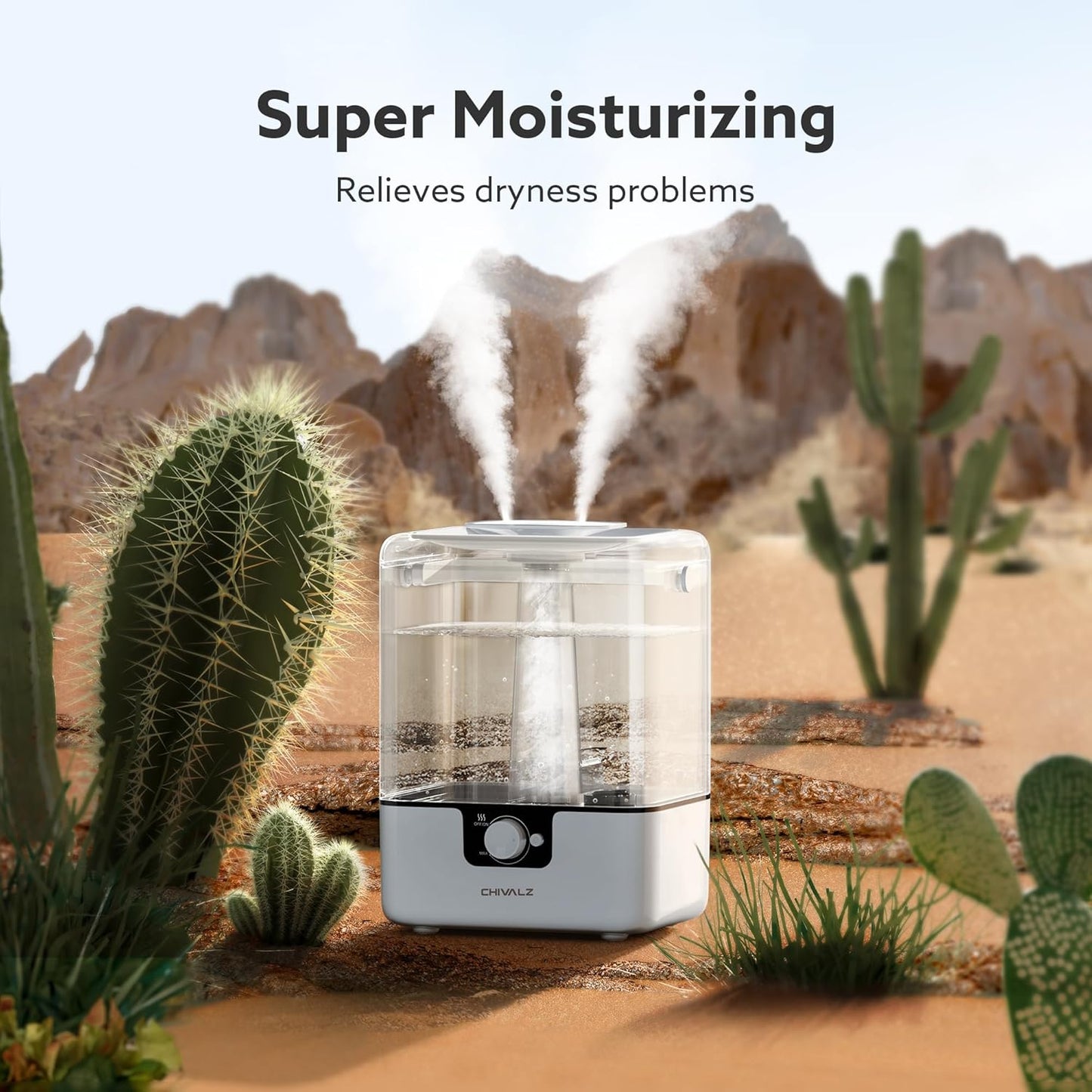 CHIVALZ Humidifiers for Bedroom Large Room Home, 6L Cool Mist Humidifier for Baby and Plant, Oil Diffuser, Top Fill Humidifier with Night Light, Quiet 26dB, Up to 50H, White 1Pack
