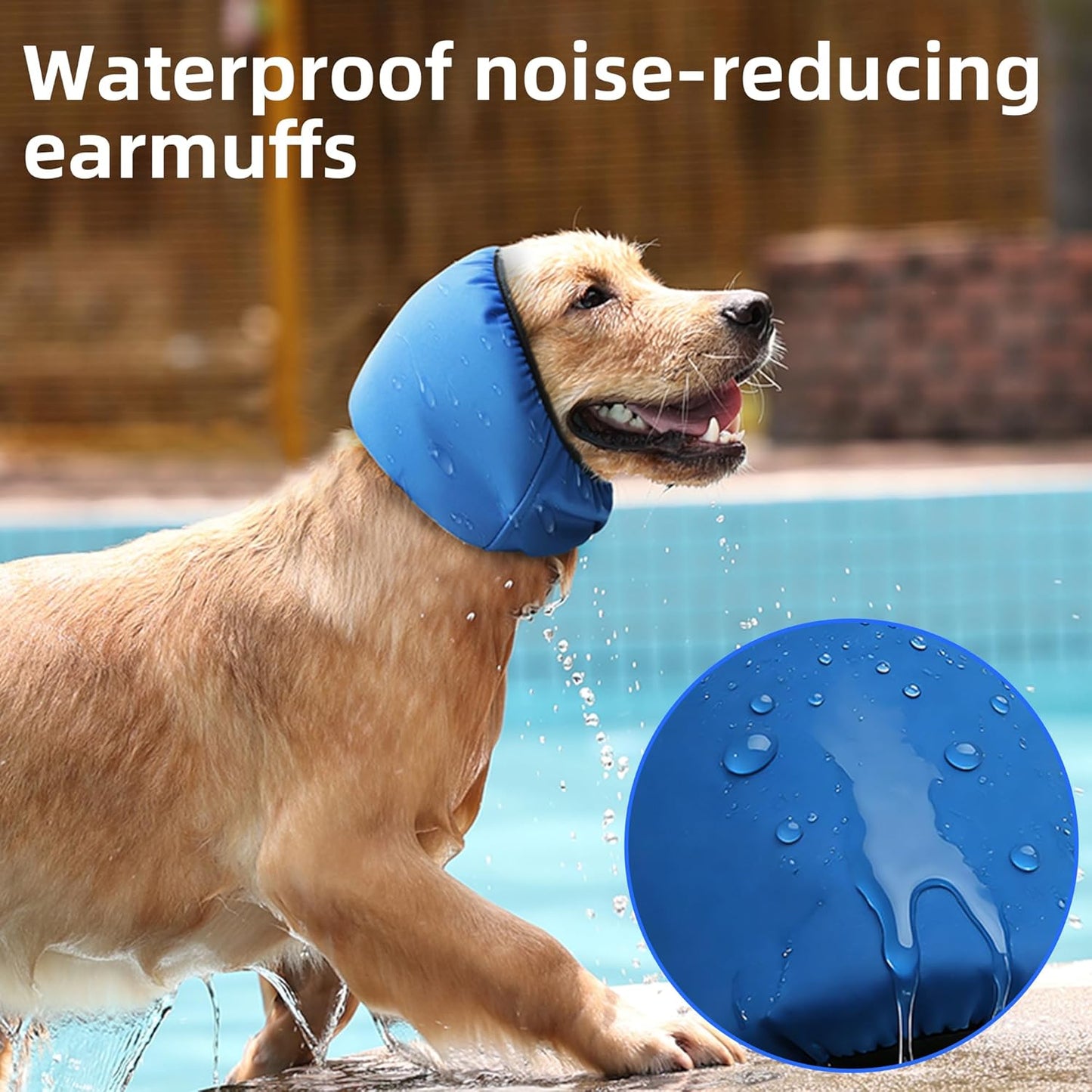 Pet Ear Protection Muffs for Dogs and Cats, Noise Reducing & Water Resistant Dog Ear Covers for Bathing and Calming (M)