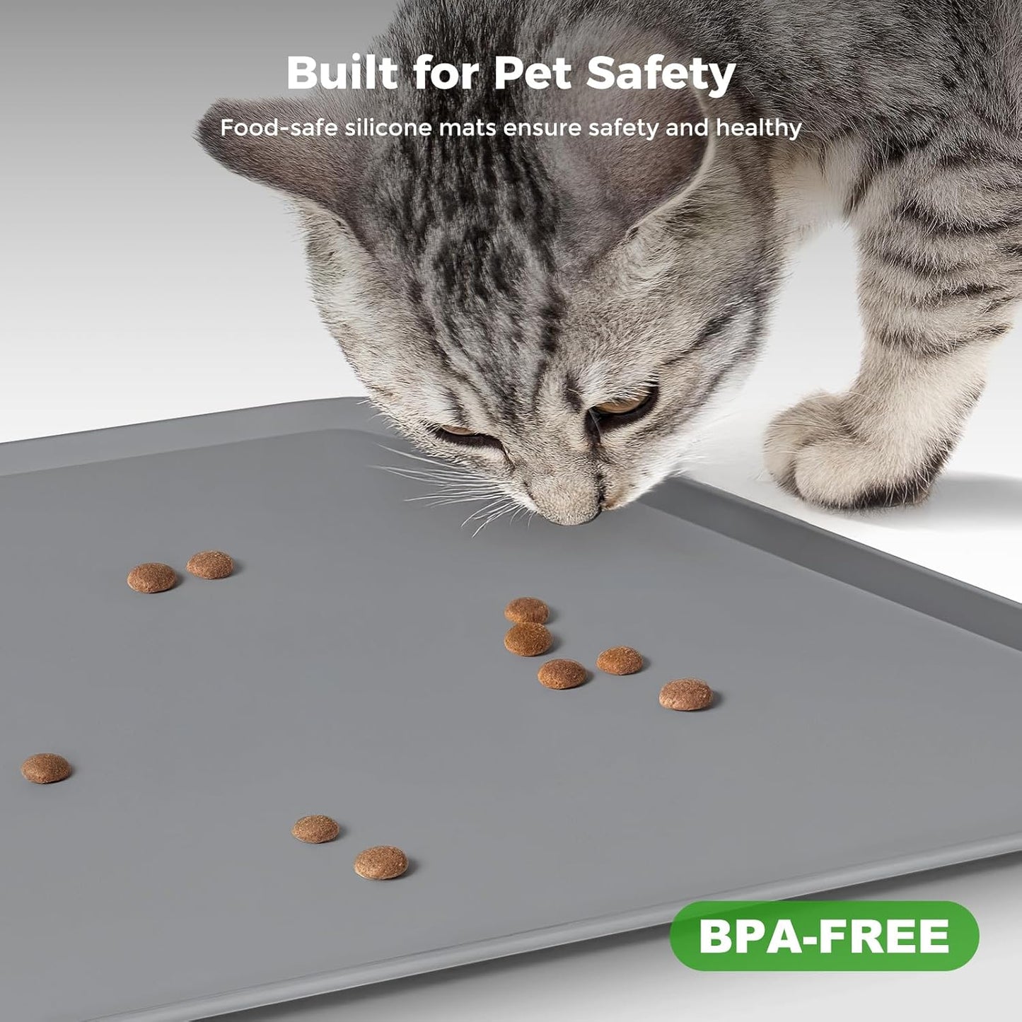 Silicone Pet Food Mat Waterproof - BPA Free Non-Slip Dog Feeding Mat with High Raised Edges - Spill-Proof Placemats for Cats and Dogs Food and Water Bowls 18.5"x11.5"