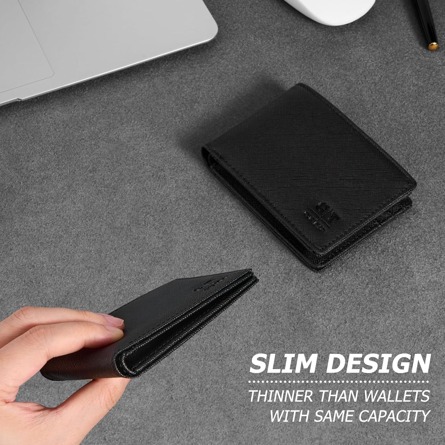 Gostwo Mens Wallet RFID Blocking Slim Minimalist Bifold Wallet with ID Window & Business Card Holder, Thin Front Pocket Design, Stylish Wallet for Men, Teen, Boyfriend, Husband