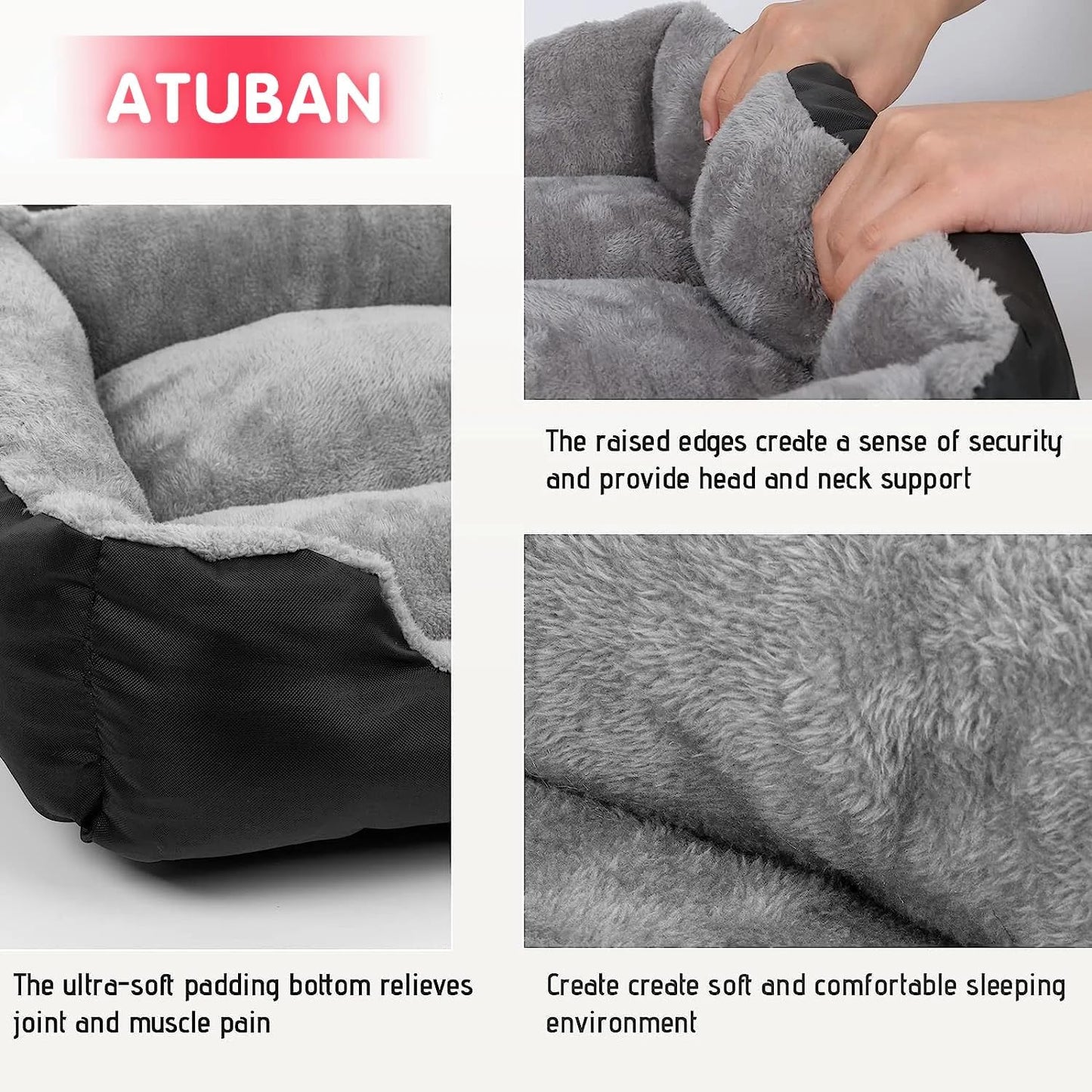 Comfortable Washable Dog Bed for Large Dogs, 68x55x16 cm