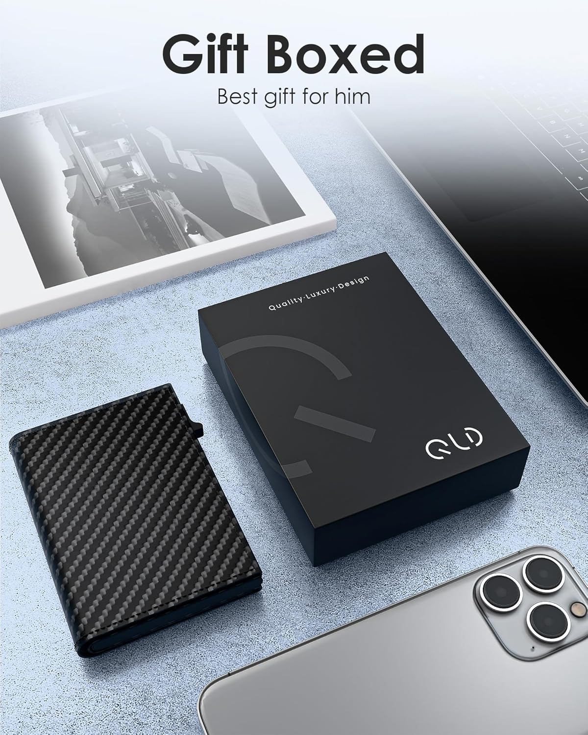 RFID Wallet for Men - Smart Pop up Card Holder - Trifold, Slim, Minimalist Wallet for Front Pocket, 9-11 Cards Capacity | ID Window | Cash Slot | Magnetic Closure