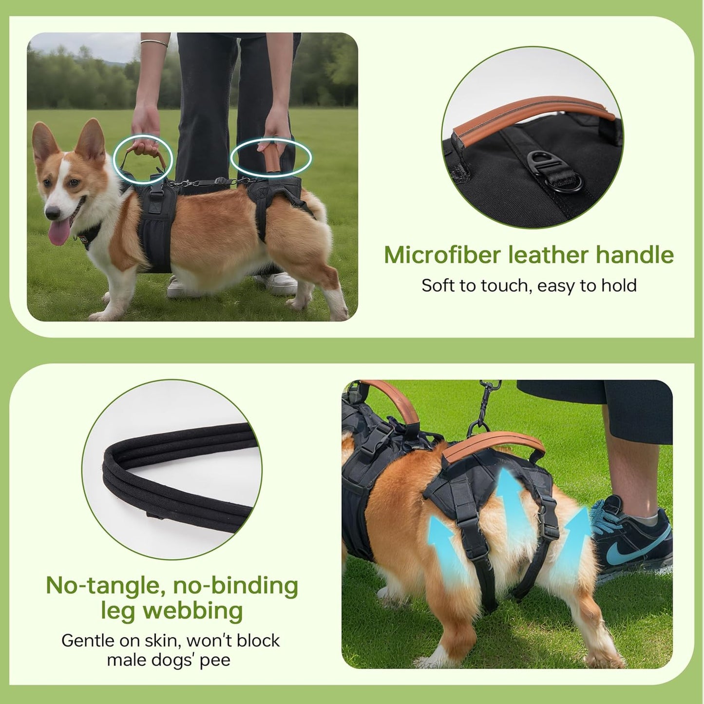Dog Lift Harness for Male Dogs - 2-in-1 Full Body Support Aid & Sling, Comfortable & Chafe-Free for Post-Surgery Recovery and Elderly Dog Mobility, Hind Leg Assistance, Supports up to 27 Lbs (S)