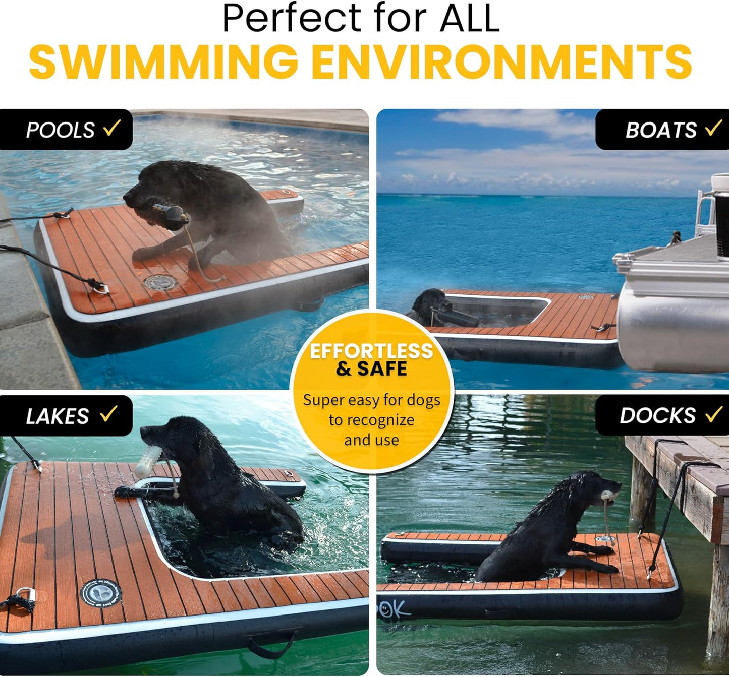 DOK Dog-DOK Mini Inflatable Dock Platform: Safe & Easy Water Access for Dogs Up to 30 lbs; Floating Non-Slip EVA Foam with Dog Boat Ramp for Pool, Dock, & Lake | Military Grade & High Visibility
