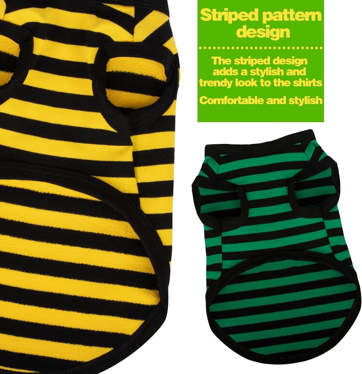Paiaite 6-Piece Striped Shirt Set: Cotton Sleeveless Puppy Dog Shirts, Breathable Pet Apparel Tank Tops, Colorful Sweatshirts for Small & Medium Dogs