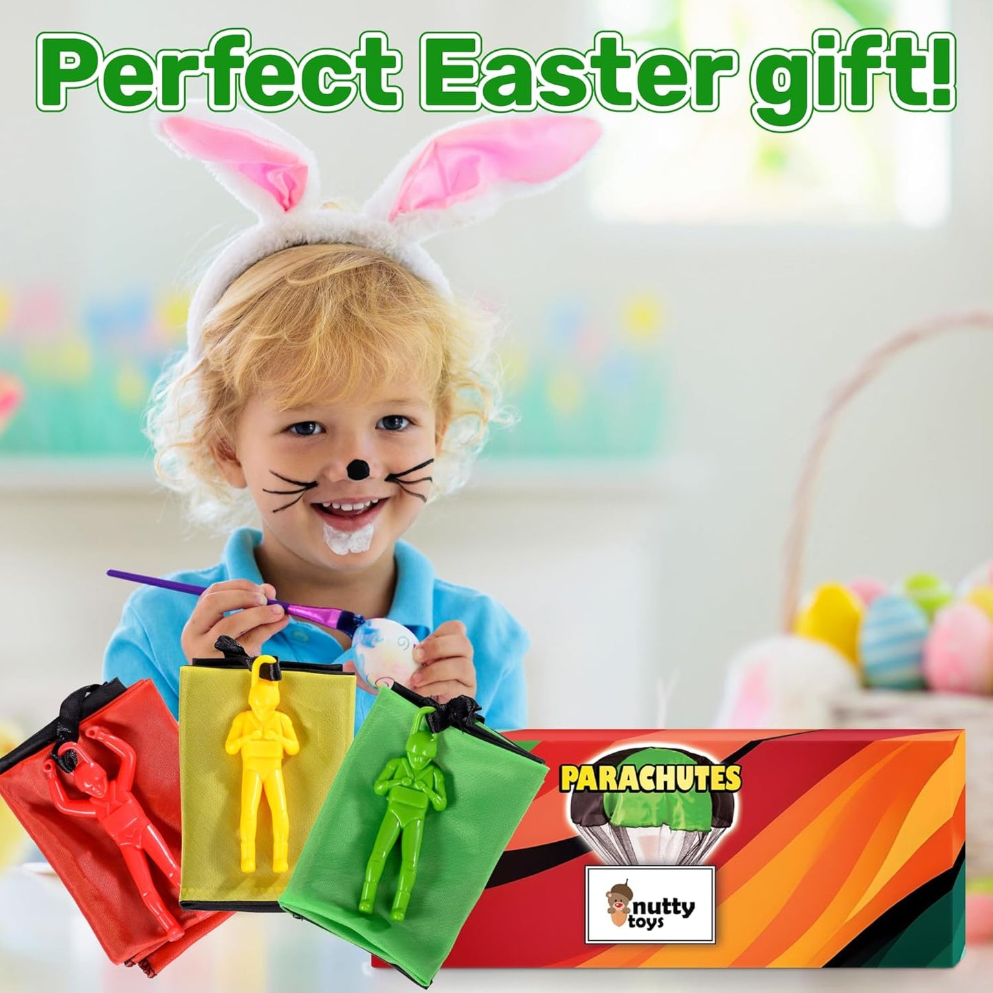 nutty toys Parachute Toys for Kids - Tangle Free Outdoor Flying Parachute Men, Top Indoor & Outside for 3 4 5 6 7 8 9 10 11 12 Year Old, Best Easter Basket Stuffers Idea 2026, Unique Boy & Girl Gifts