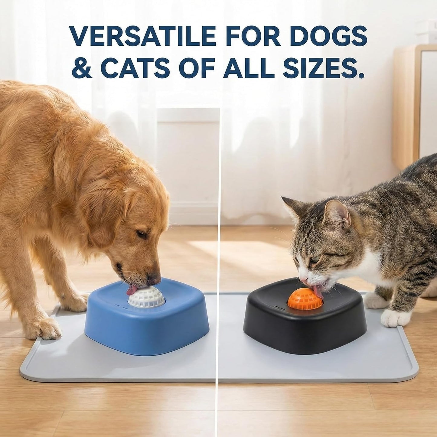 Slow Feeder Dog Bowls Lick Bowl with Rolling Ball for Liquid Treats - Interactive Dog Puzzle Toys for Boredom & Anxiety Relief, Spill-Proof Licking Mat Alternative for Large Medium Small Dogs (Black)