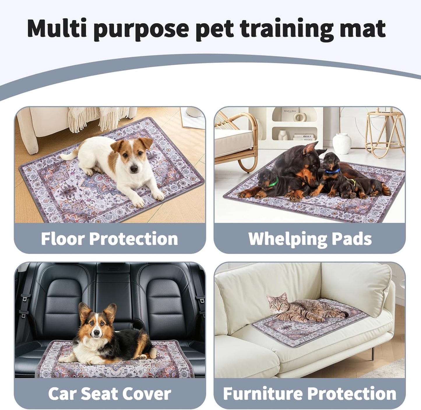 Washable Pee Pads for Dogs and Cats, Non-Slip and Leak-Proof Pee Pads, 100% Waterproof Reusable Puppy Training Mats for Puppy Playpen, Crate, Whelping Box, Potty Training