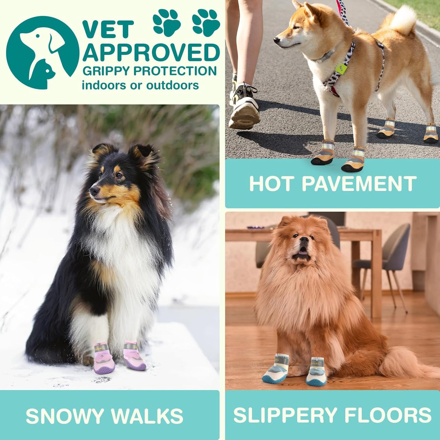 Dog Shoes for Large Dogs, Medium Dog Boots & Paw Protectors for Winter Snow, Waterproof Dog Booties for Hot Pavement, Hardwood Floors, for Rainy Black Size 8