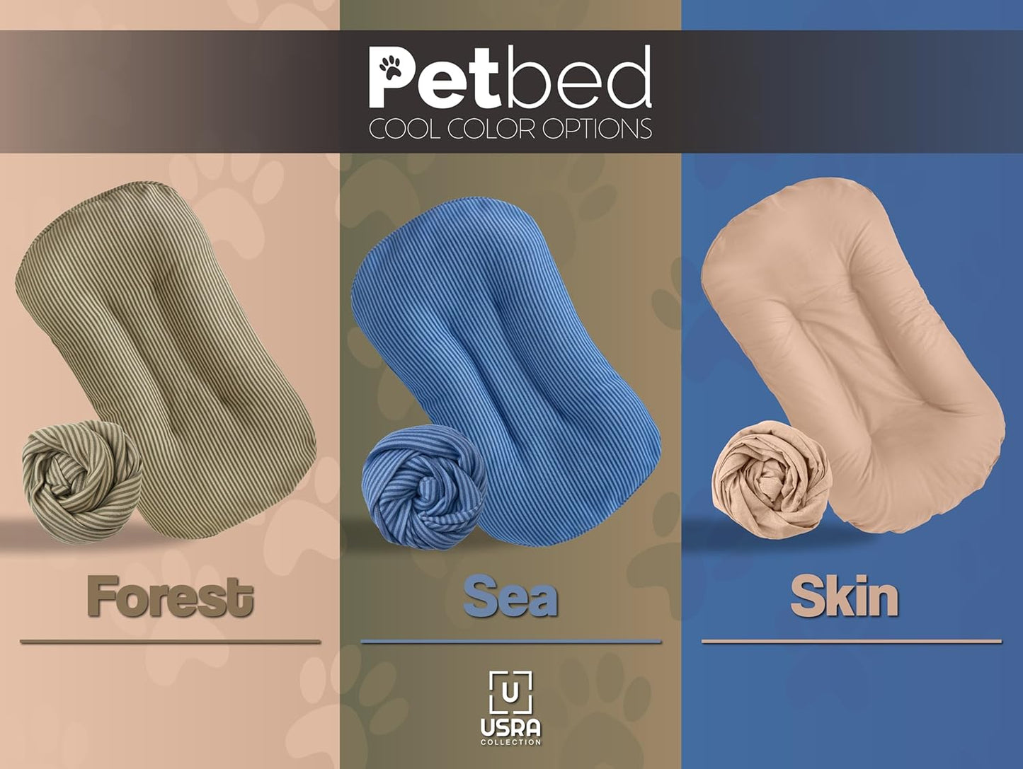 USRA 100% Cotton Orthopedic Pet Bed Gift Set with 2 Covers 28"x20" Dog Cat Recovery Pillow Hypoallergenic Natural Oeko-TEX Certified Comfy Kennel Pillow - Green Blue Colors