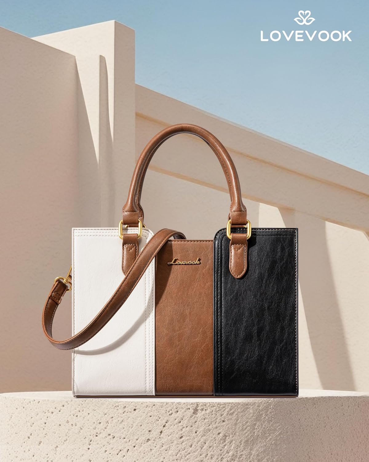 LOVEVOOK Purse for Women, Vintage Leather Shoulder Handbag, Small Ladies Satchel Tote Purse Top Handle Crossbody Bag for Work