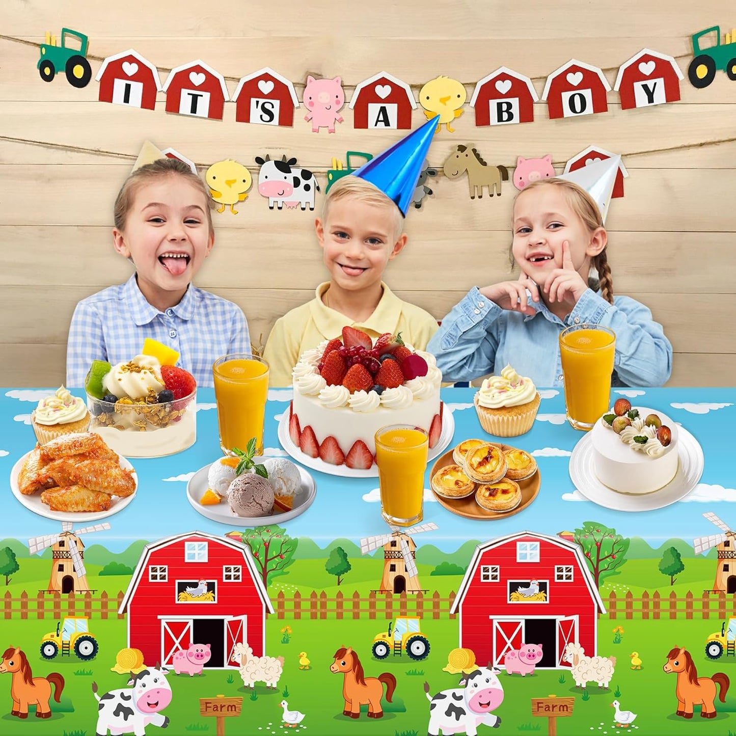 3Pack Farm Tablecloth Farm Animal Birthday Party Supplies Barnyard Themed Party Decorations Farm Birthday Decorations Rectangular Disposable Plastic Table Cover 108 X 54 Inch
