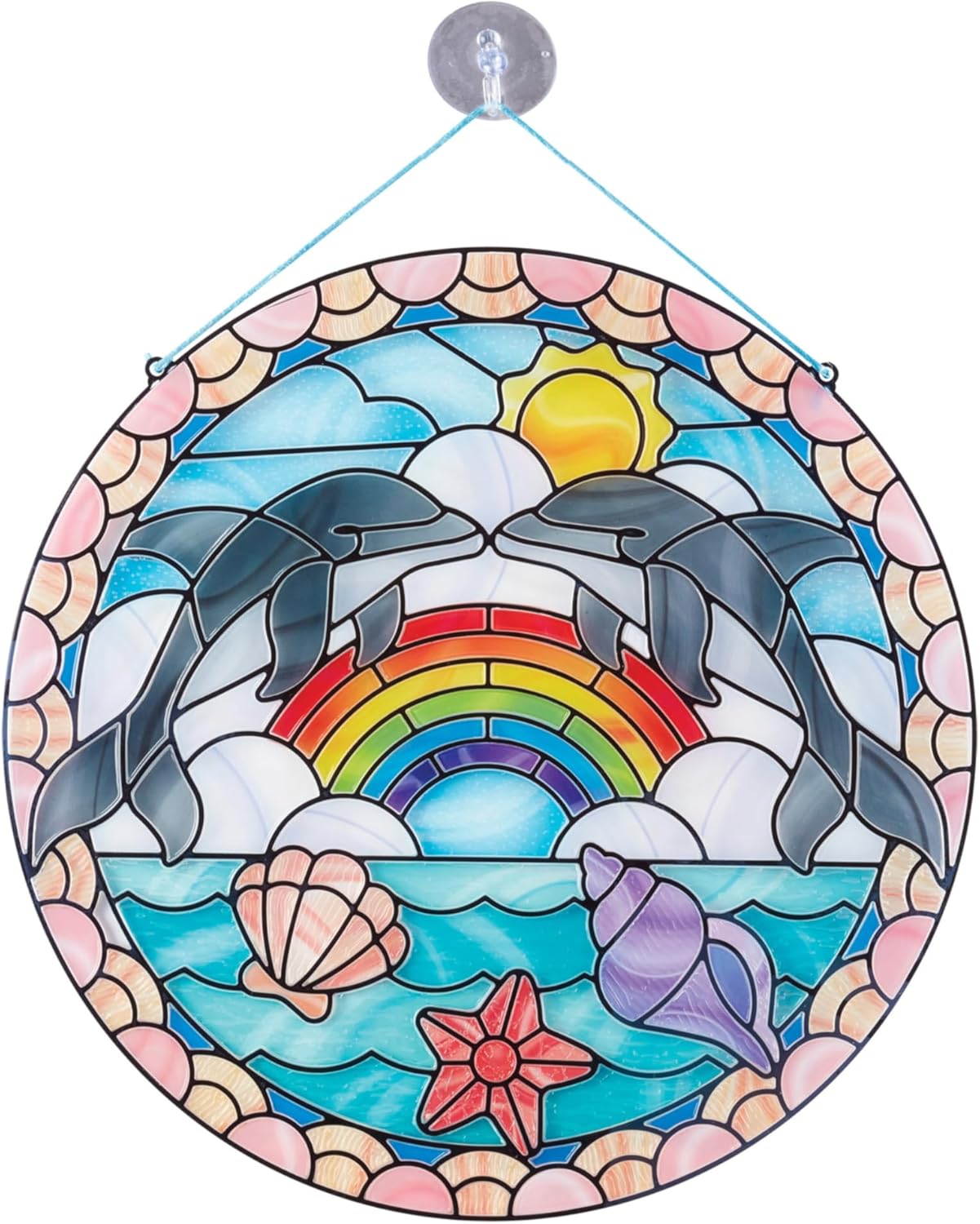 Melissa & Doug Stained Glass Made Easy Craft Kit: Dolphins - 180+ Stickers