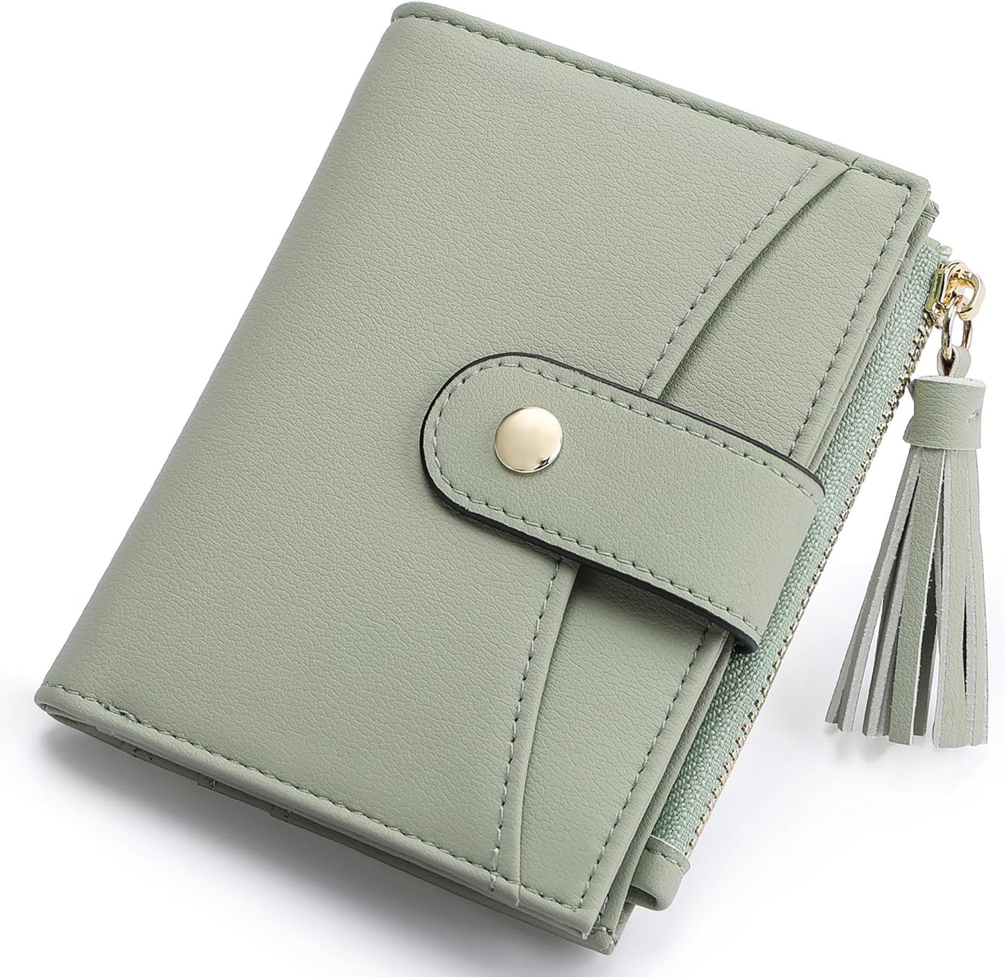 Small Wallet for Women RFID Blocking Tassle Bifold Slim Thin Leather Wallet Credit Card Holder Wallet Ladies Mini Wallet with Widened Zipper Pocket