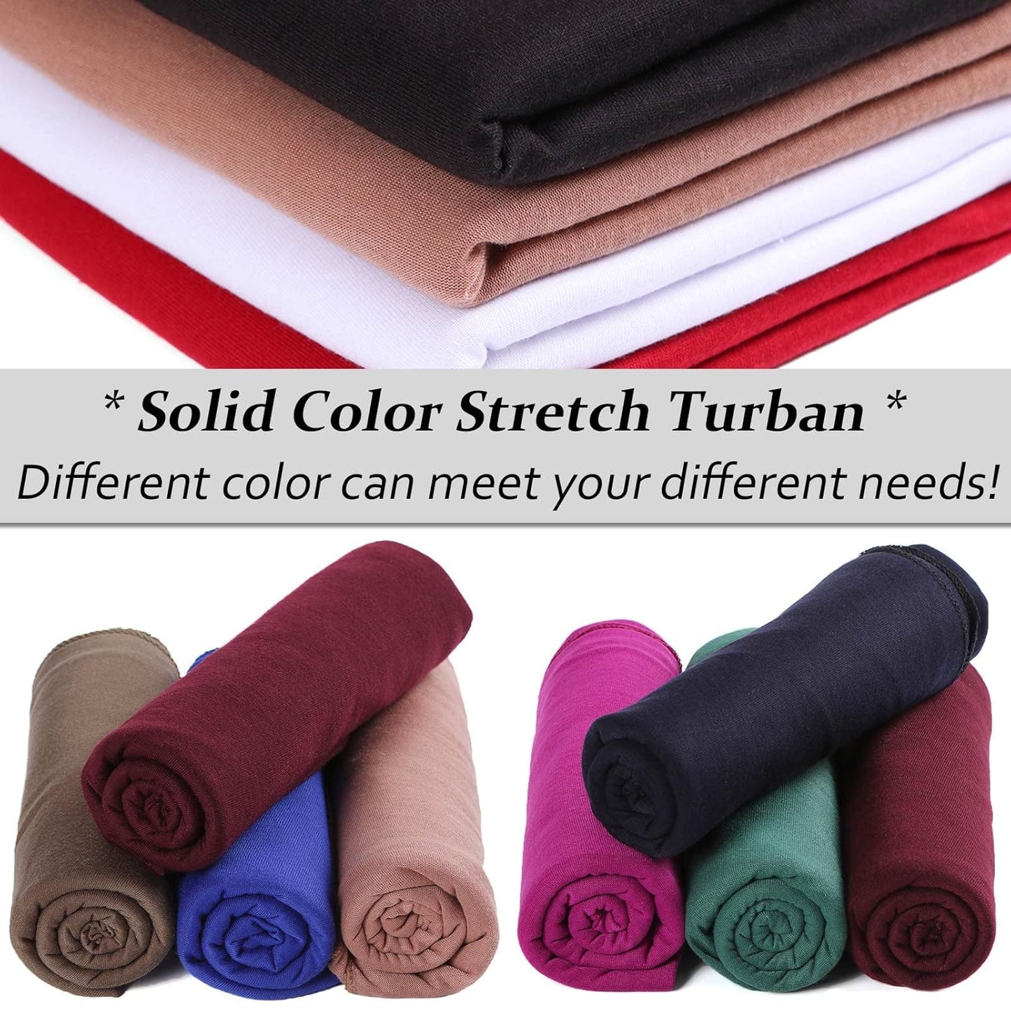 XTREND 1 Piece Head Wrap Stretch African Turban Bohemian Extra Long Scarf Soft Breathable Headwraps Solid Color Knit Head Scarves Turban Tie for Women (White)