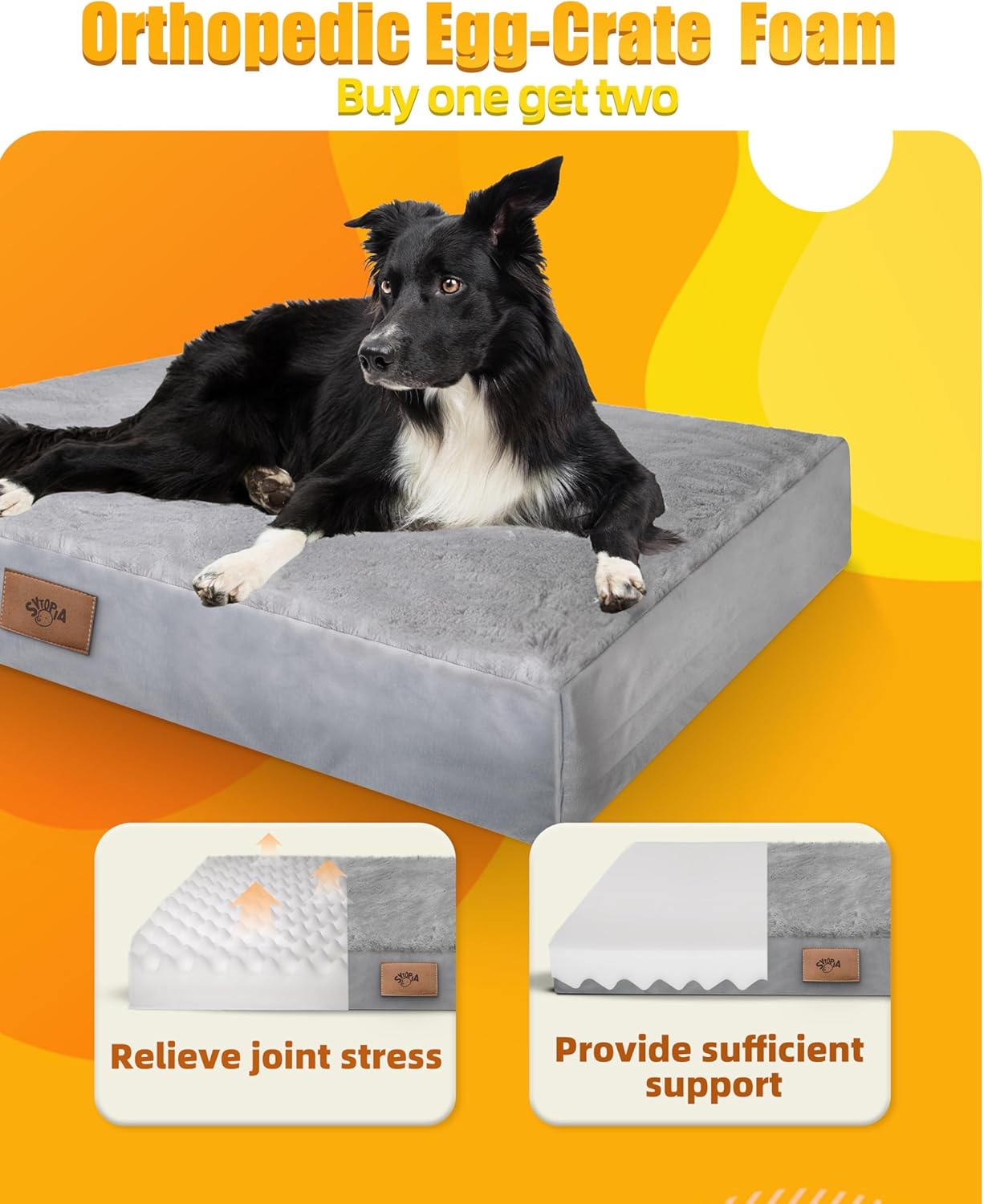 Sytopia Washable Orthopedic Dog Beds, Chew Proof Dog Crate Pad, 42" Orthopedic Tough Dog Mats for Large Dogs, Waterproof and Anti-Slip Bottom – XL