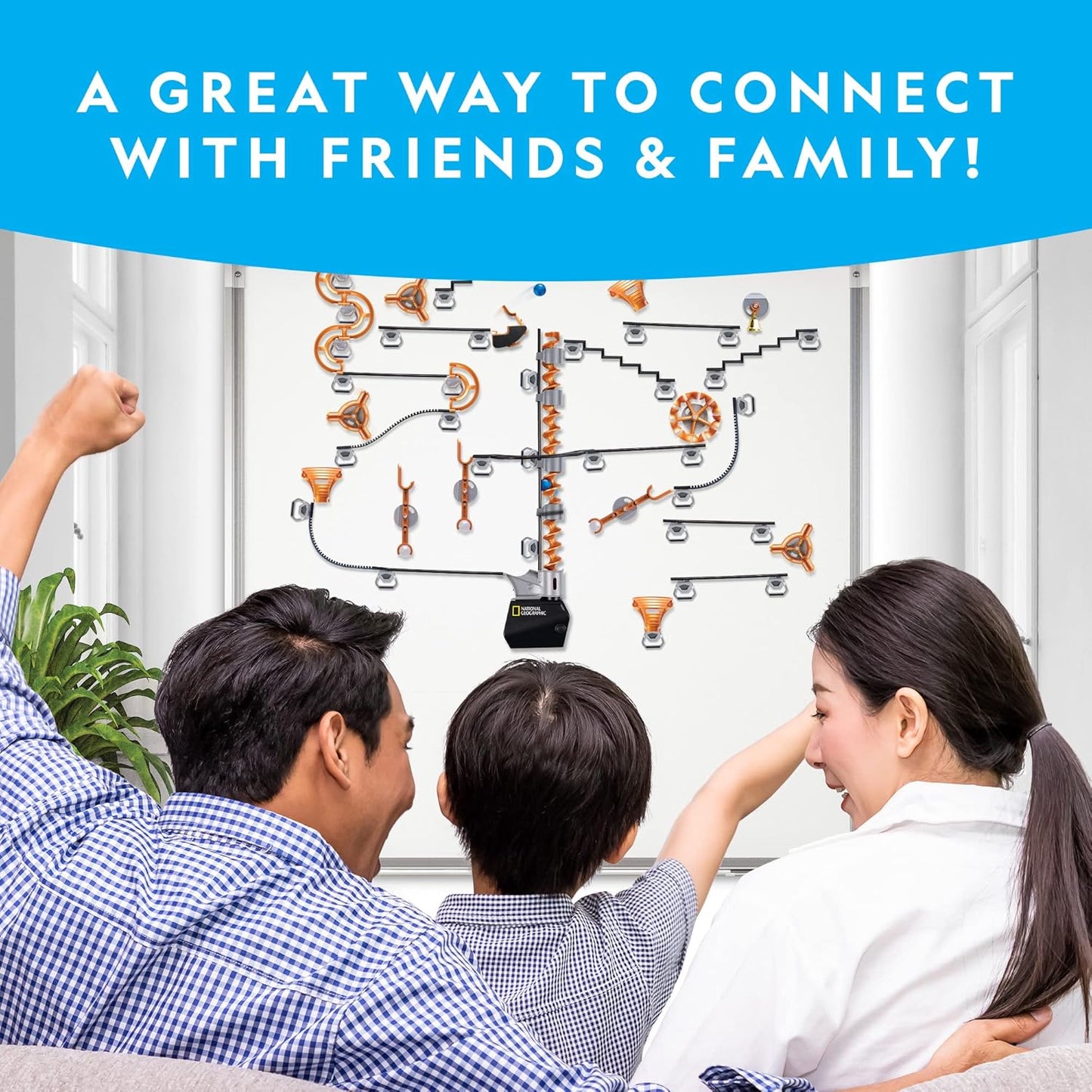 National Geographic Magnetic Marble Run - 150-Piece STEM Building Set for Kids & Adults with Magnetic Track & Trick Pieces & Marbles for Building A Marble Maze, STEM Project (Amazon Exclusive)