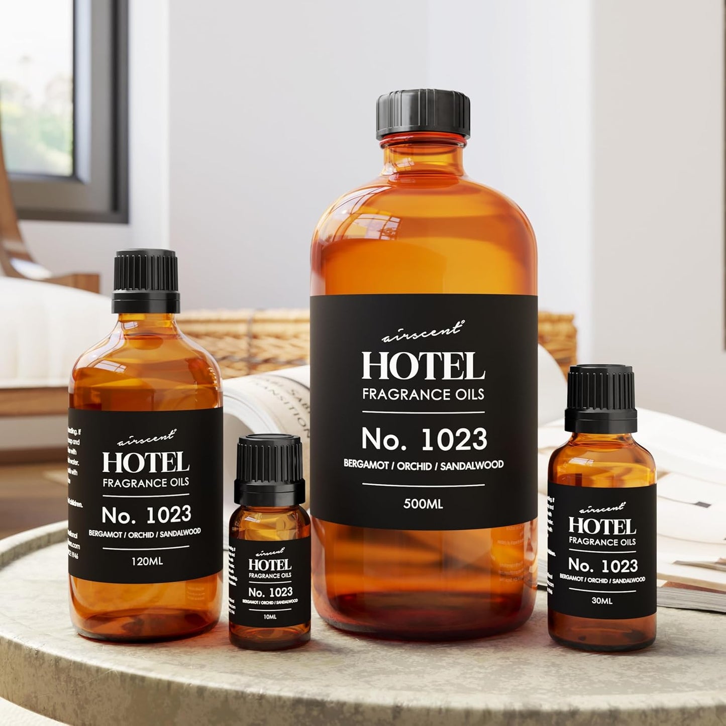 AirScent Hotel Diffuser Oil No. 1023 Inspired by The Baccarat Hotel Scent - Love Affair Fragrance Oil for Ultrasonic and Waterless Diffusers and Crafting - 10 mL, 0.34 fl oz Glass Bottle with Dropper