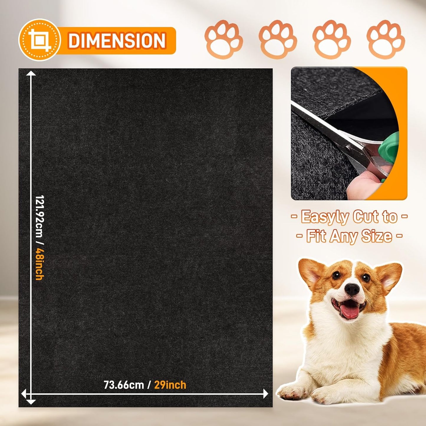 MODIGT Dog Crate Pad Liner for Kennel Training, 29"×48" Under Pet Cage Mat Absorbs,Waterproof,Non-Slip,Washable Puppy Pee Pad to Protect Floors(Charcoal)