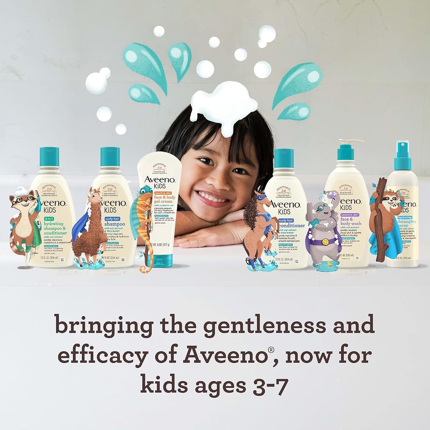 Aveeno Kids Hydrating Detangling Spray with Oat Extract, Quickly Detangles Hair, Tear-Free, Gentle on Sensitive Skin & Scalp, Detangler Spray for Kids, Hypoallergenic, 10 fl. oz
