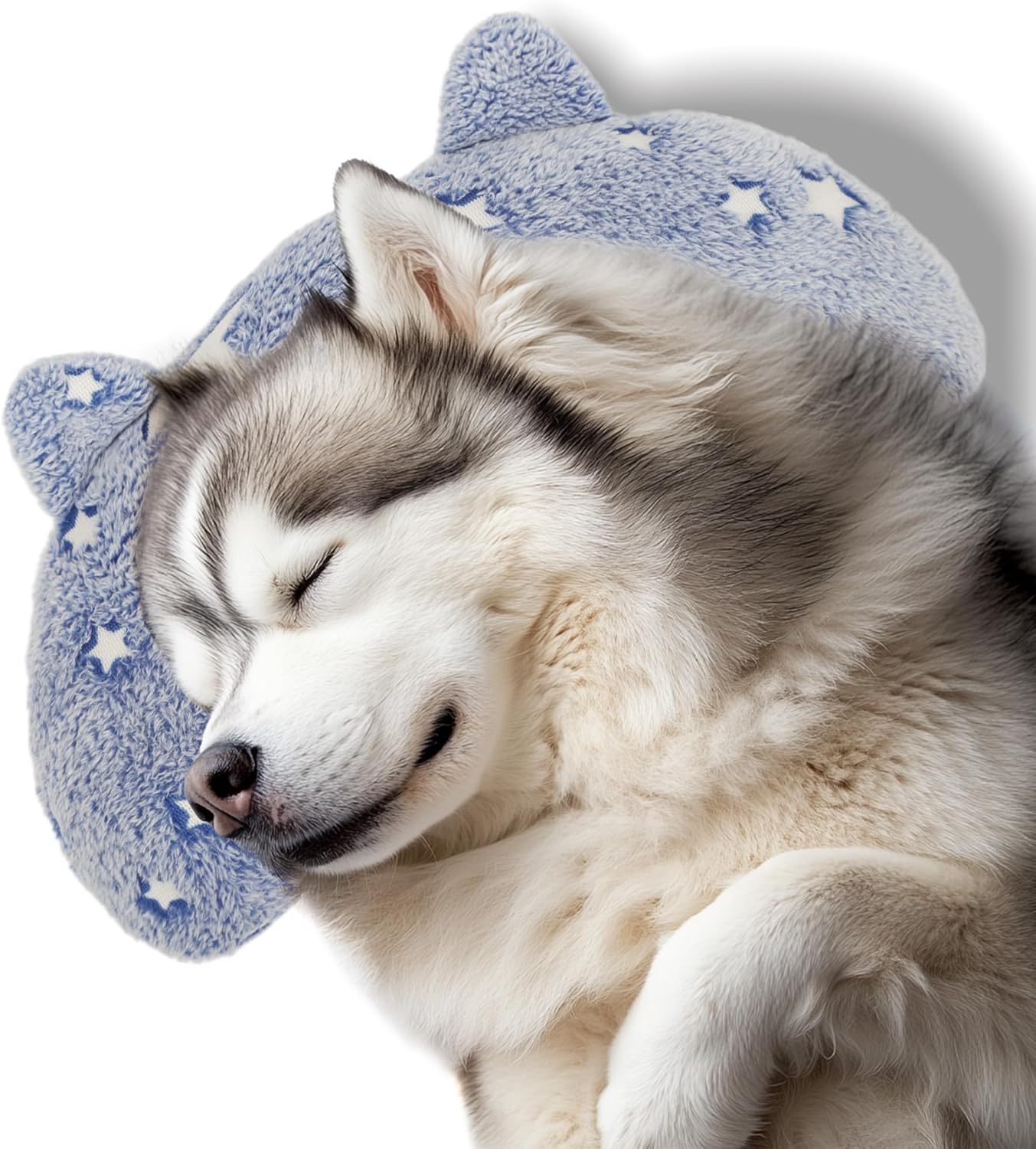 Dog Pillows for Large Dogs, Glow in The Dark Soft Neck Pillow, U-Shaped Pillow for Cat and Dog, Machine Washable Toy & Birthday Gift (Glow Blue, L)