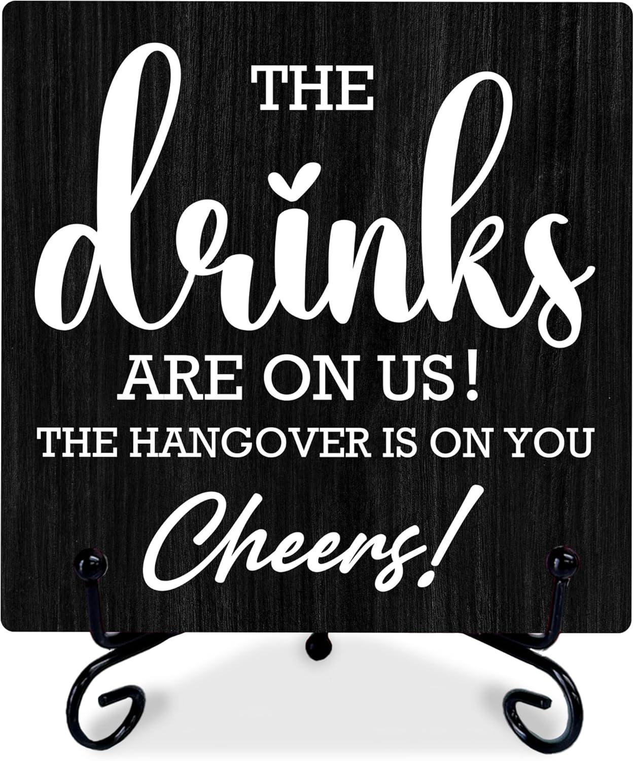 5" Bar Sign, The Drinks Are On Us! Cheers! Bar Table Decoration, Gifts For Colleagues, Bosses And Besties, Bars And Pubs Decorations, Bridal Shower Wedding Shower Decorations And Accessories- A05