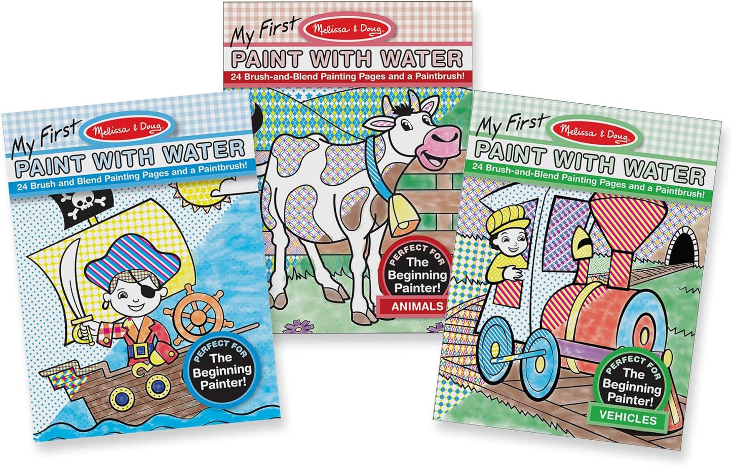 Melissa & Doug My First Paint with Water Activity Books Set - Animals, Vehicles, and Pirates - FSC Certified