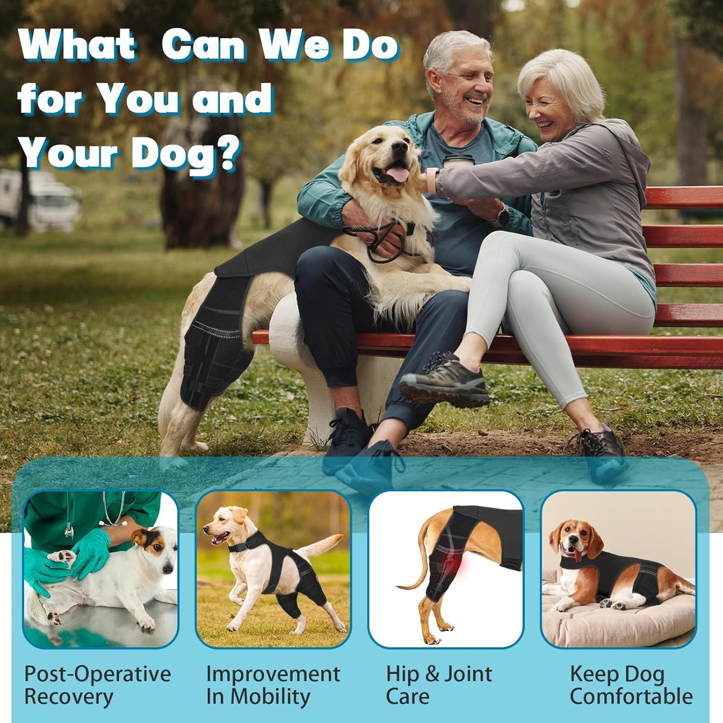 Dog Leg Braces for Back Leg, Adjustable Dog Knee Brace for Torn Acl Hind Leg with 4 Stabilizers, Hip Support to Reduces Pain, Ligament Injuries, Luxating Patella, S