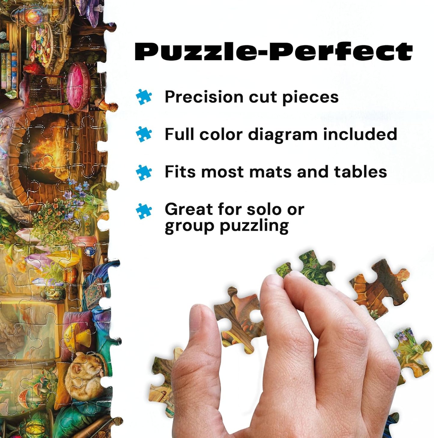 Buffalo Games – Aimee Stewart Merry Mushroom Cottage 1000 Piece Jigsaw Puzzle for Adults, Whimsical Fantasy Scene, Made in USA