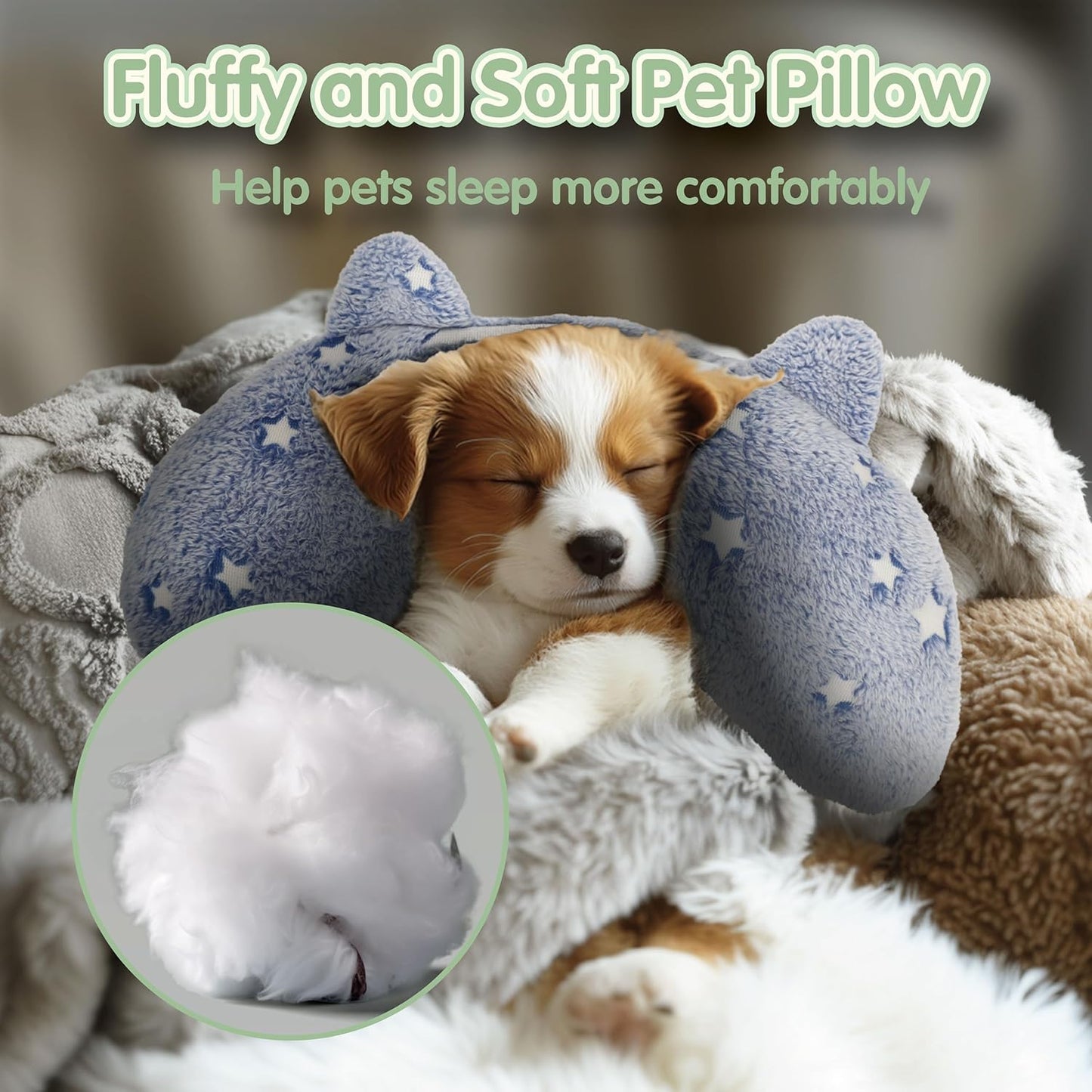 Dog Pillows for Large Dogs, Glow in The Dark Soft Neck Pillow, U-Shaped Pillow for Cat and Dog, Machine Washable Toy & Birthday Gift (Glow Blue, L)