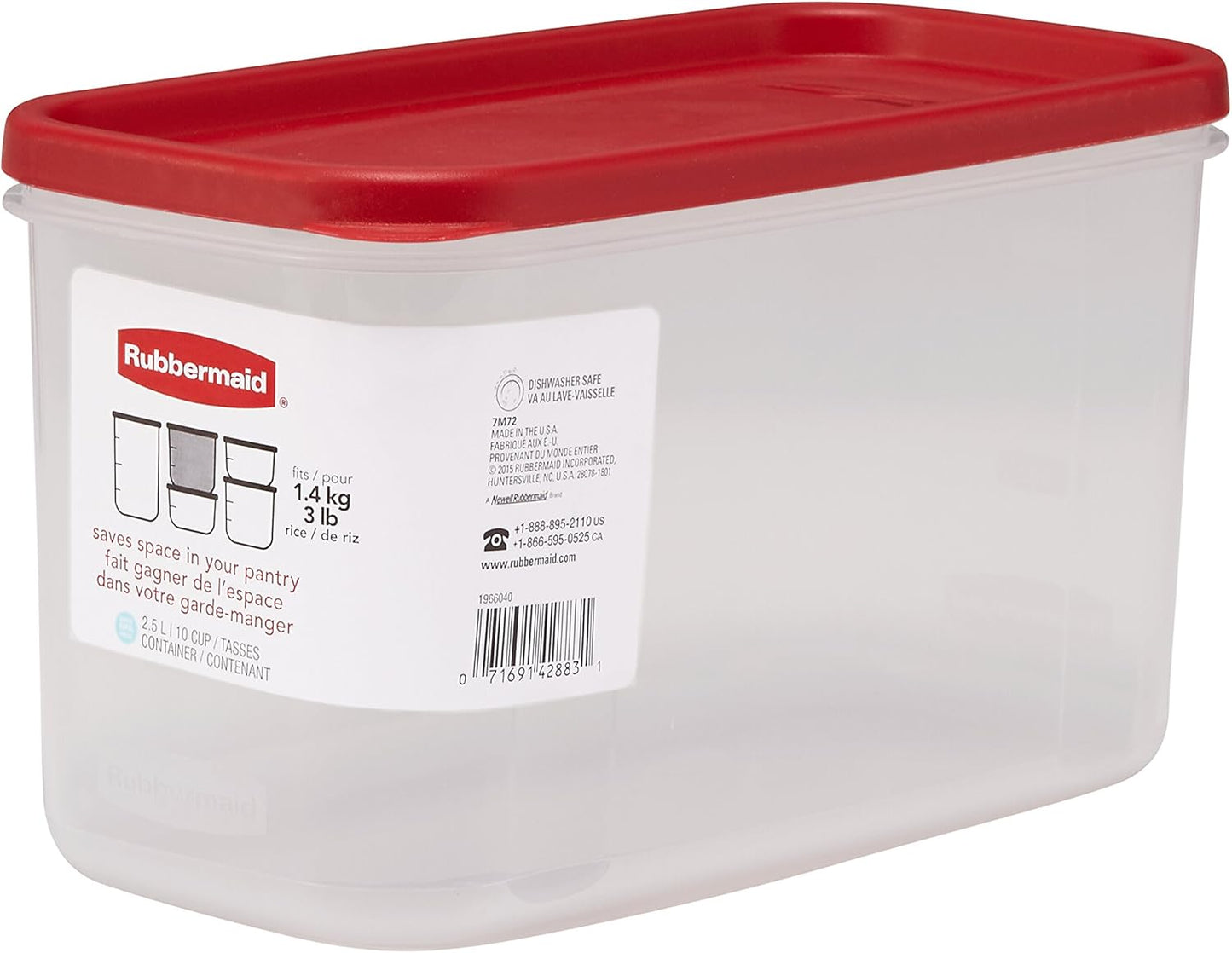 Rubbermaid Modular Food Storage Container, 10 Cup, Racer Red 1776471