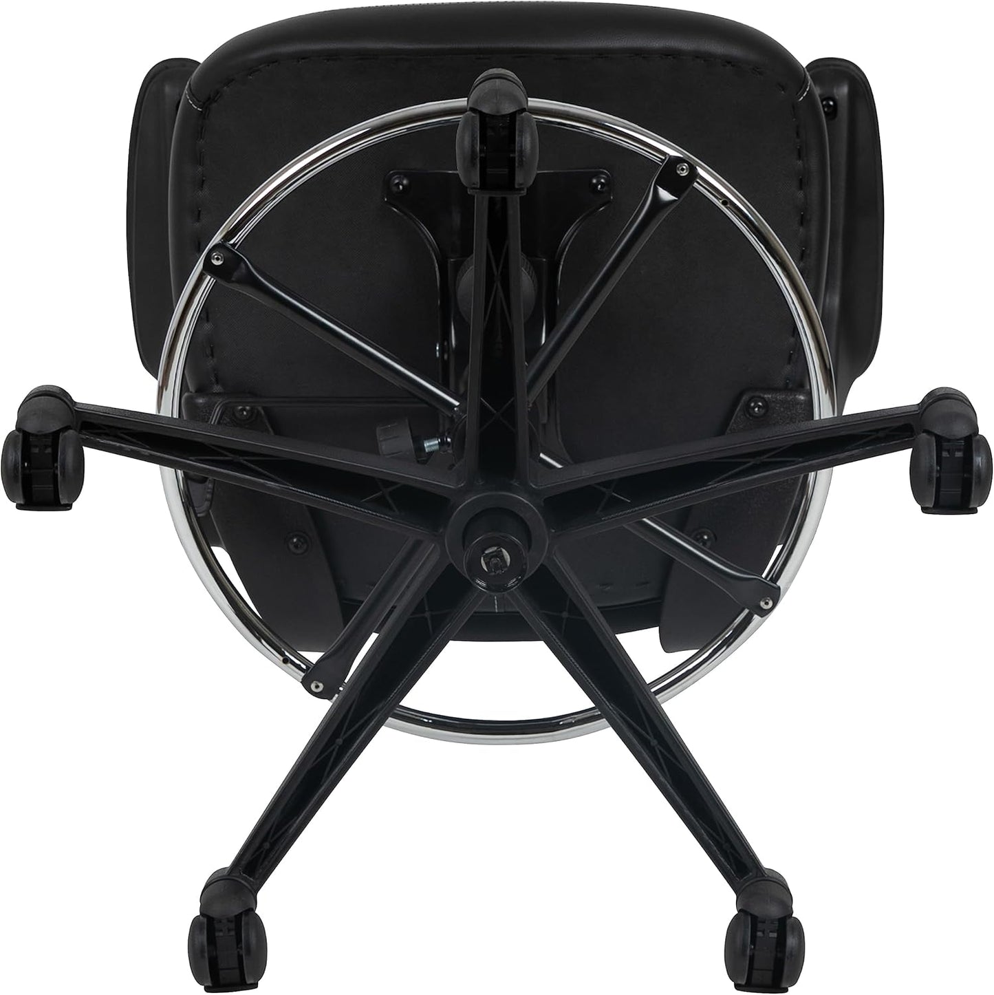 Flash Furniture Kelista Mid-Back Swivel Office Chair with Adjustable LeatherSoft Seat Height, Ergonomic Mesh Chair with Flip-Up Arms, Black