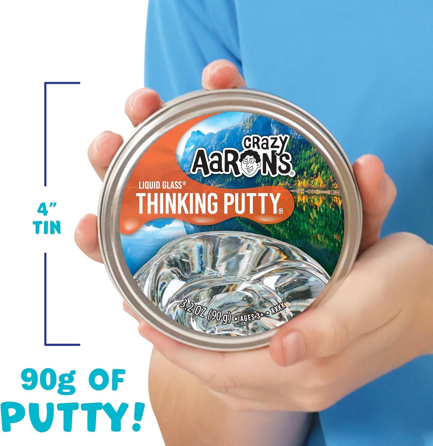 Crazy Aaron's Thinking Putty - Liquid Glass - See-Through Putty for Kids and Adults in a 4" Tin - Creative and Endless Fun, Stress Relief Therapy Toys, Never Dries Out - Made in USA