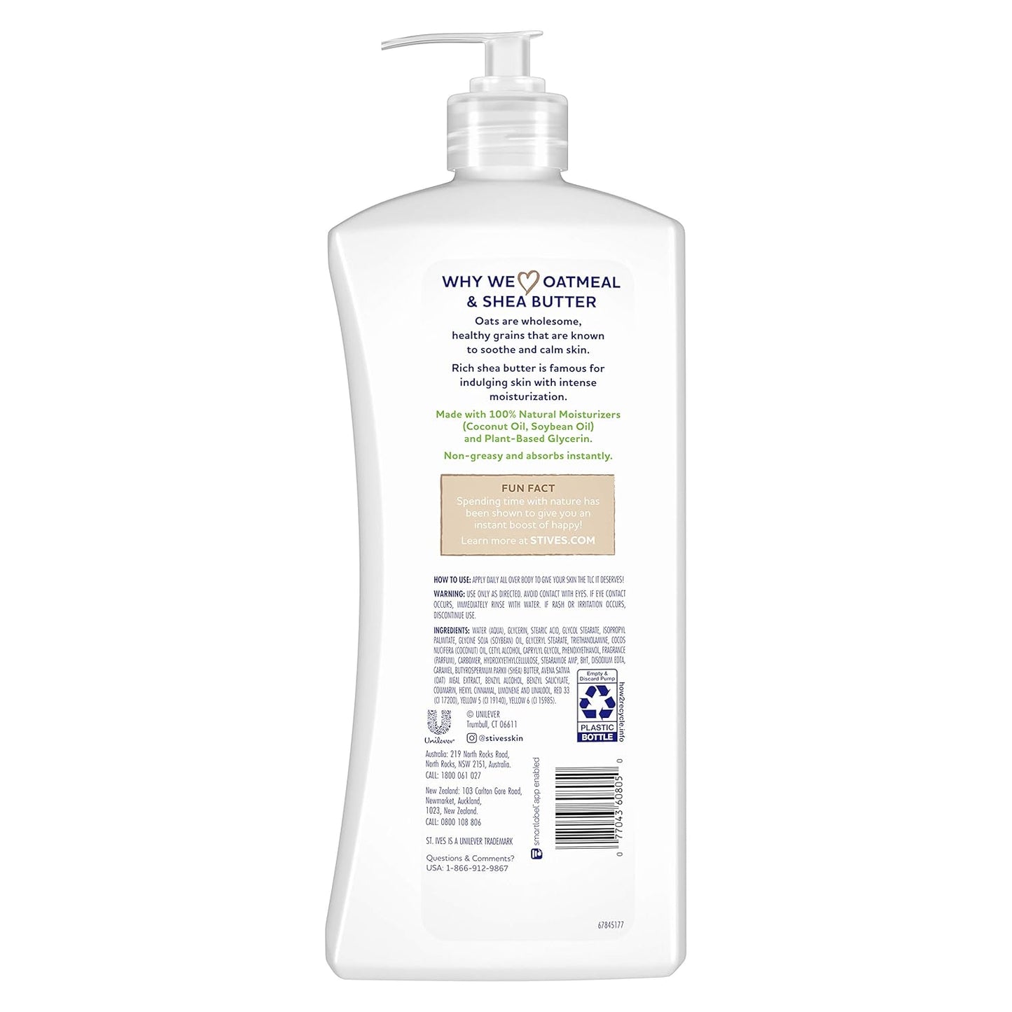 St. Ives Soothing Hand & Body Lotion for Women with Pump, Daily Moisturizer Oatmeal and Shea Butter for Dry Skin, Made with 100% Natural Moisturizers, 21 fl oz, 4 Pack