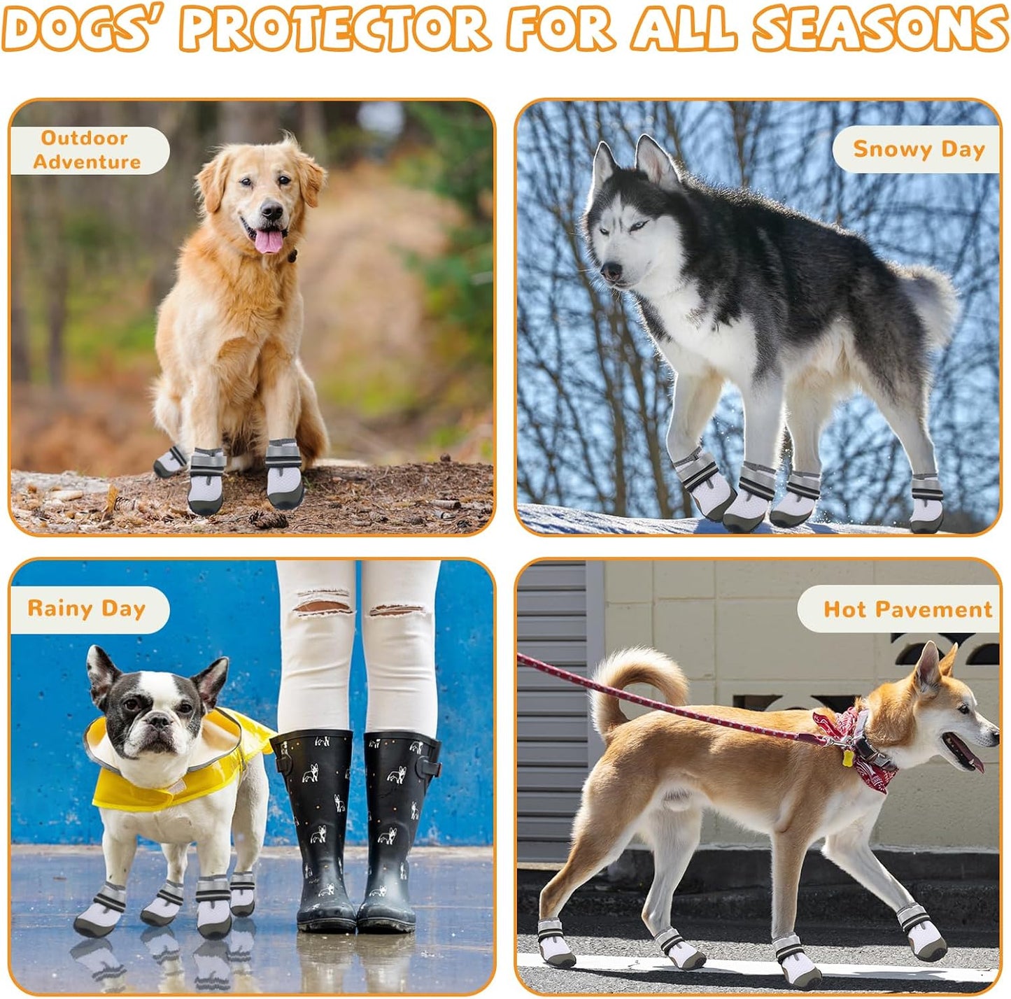 Dog Shoes for Large Small Medium Dogs, Dog Boots & Paw Protectors to Prevent Licking, Anti-Slip Dog Booties with Reflective for Hot Pavement, Outdoor Hiking, Hardwood Floors, Winter Snow (Size 8)
