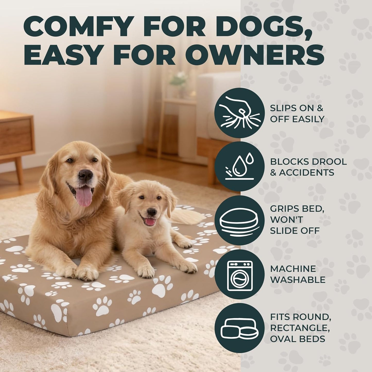 DUKE&LEFTY Furever Dog Bed Slipcover-Stretchy Soft Petbed Cover-Universal-Easy to Remove (Zipper Free)-Black-Medium