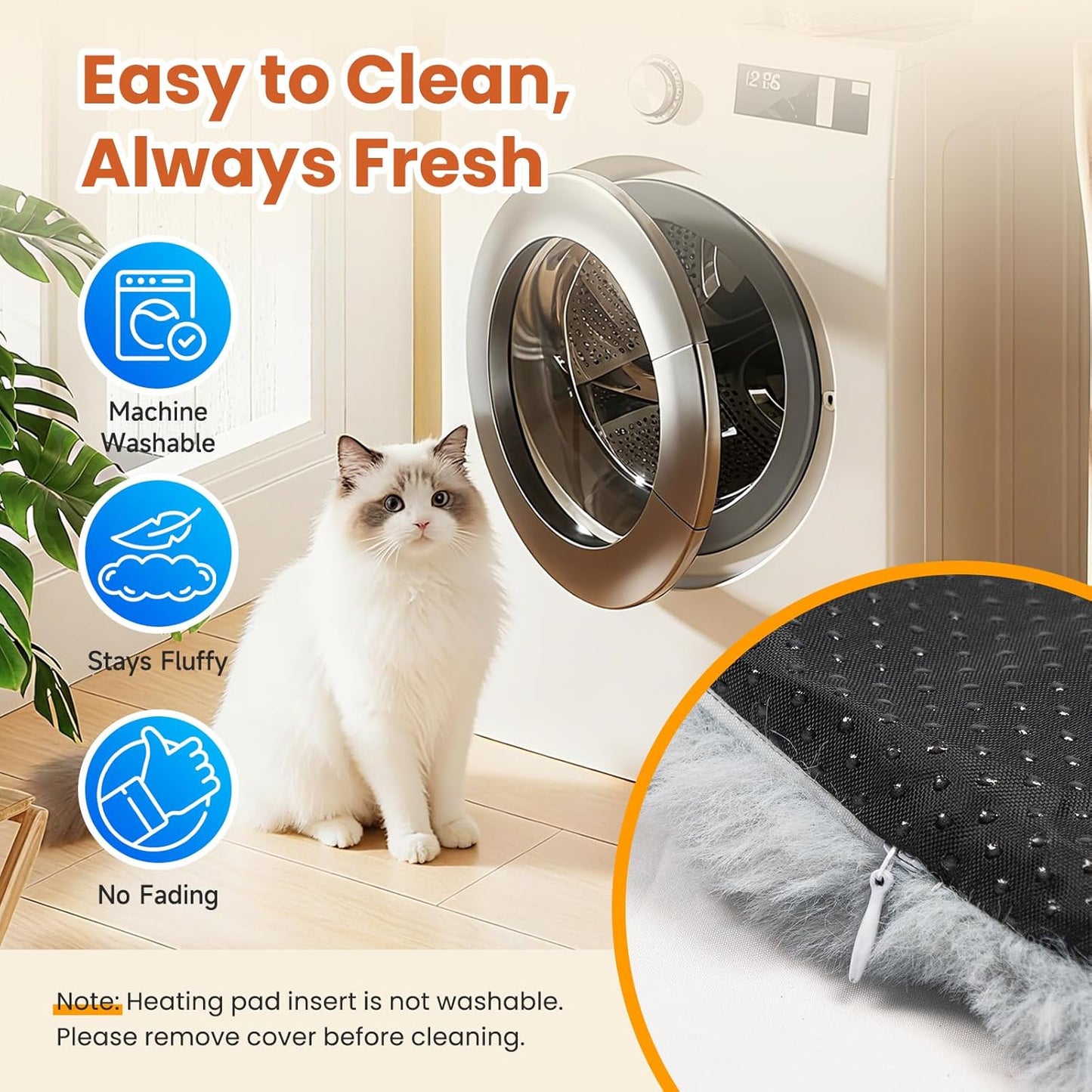 Dog Heating Pad, Heated Dog Cat Bed with Smart Thermostat, 12 Temp Levels & 0-12H Timer, Large Pet Heating Pad with Plush Fleece Cover, Waterproof & Chew Resistant, 34x24in
