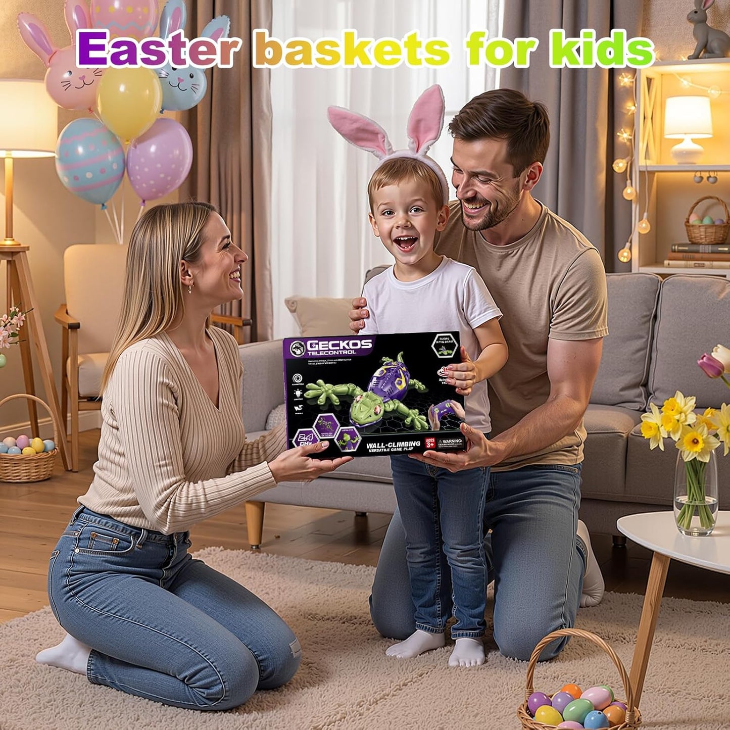 Wall Climbing Gecko, Glow in The Dark Lizard, Easter Basket Stuffers Kids,Wall Crawler Robot Geckos,Fun Kids Toys, Birthday Easter Gifts for 3 4 5 6 7 8 9 10+ Year Old Boys Girls Teens